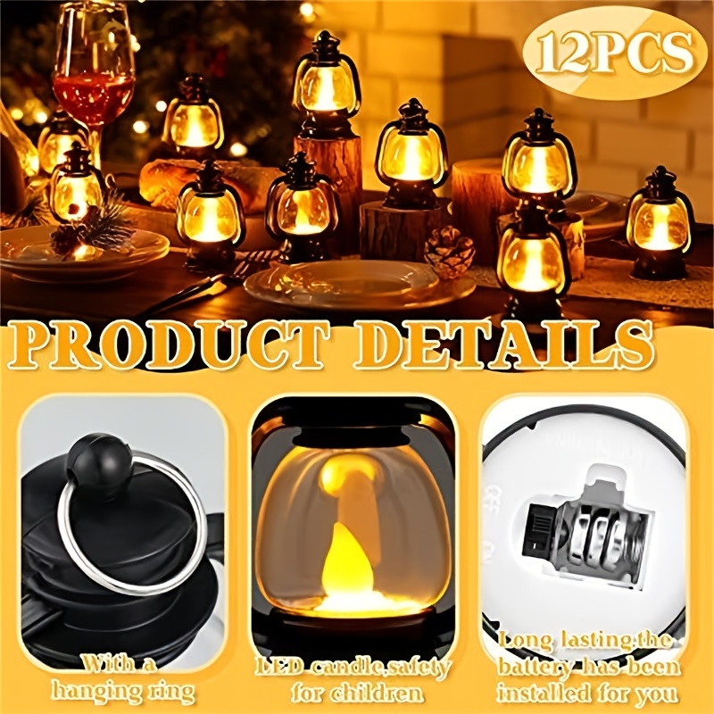 24 Pack Mini Lanterns Bulk, Small Lanterns Decorative with LED Flameless  Candle, Vintage Style Indoor Outdoor Lantern Hanging Battery Operated LED