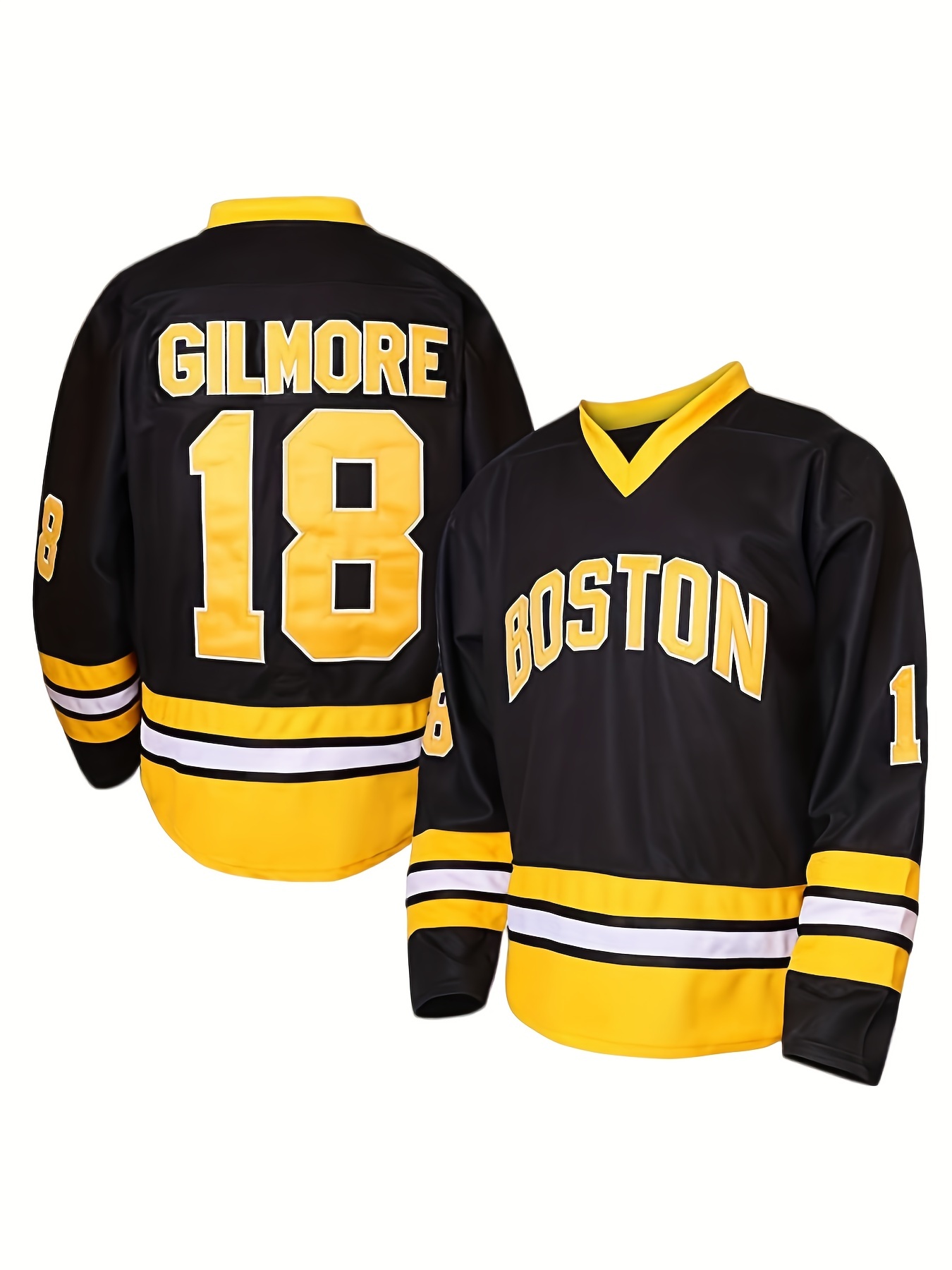 Top Quality ! Vintage Boston Bruins 18 Happy Gilmore Jersey Black