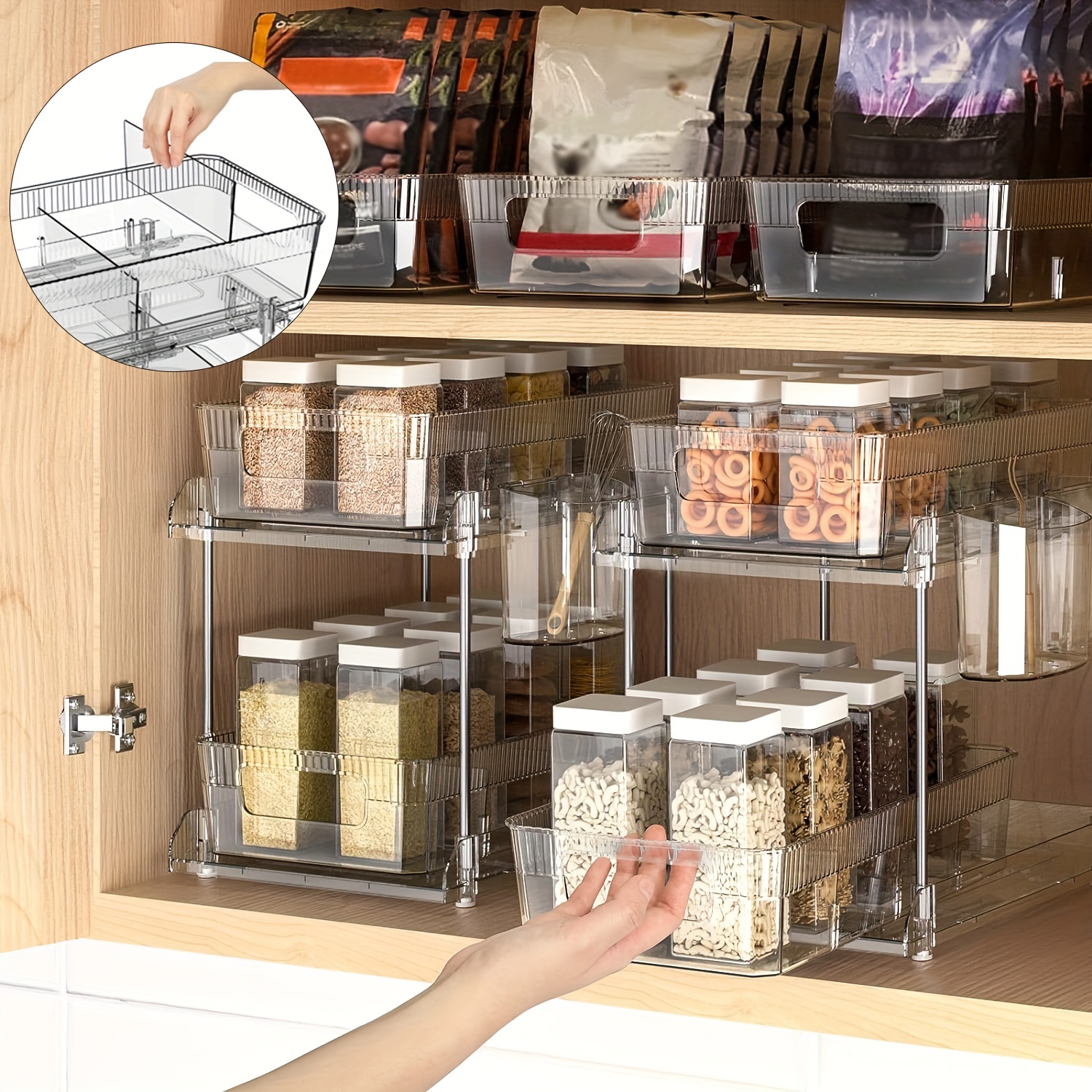 2 tier Clear Organizers With Dividers Multi purpose - Temu