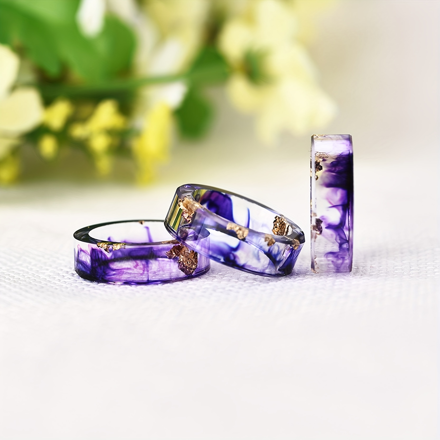 Anillos de resina discount y flores secas