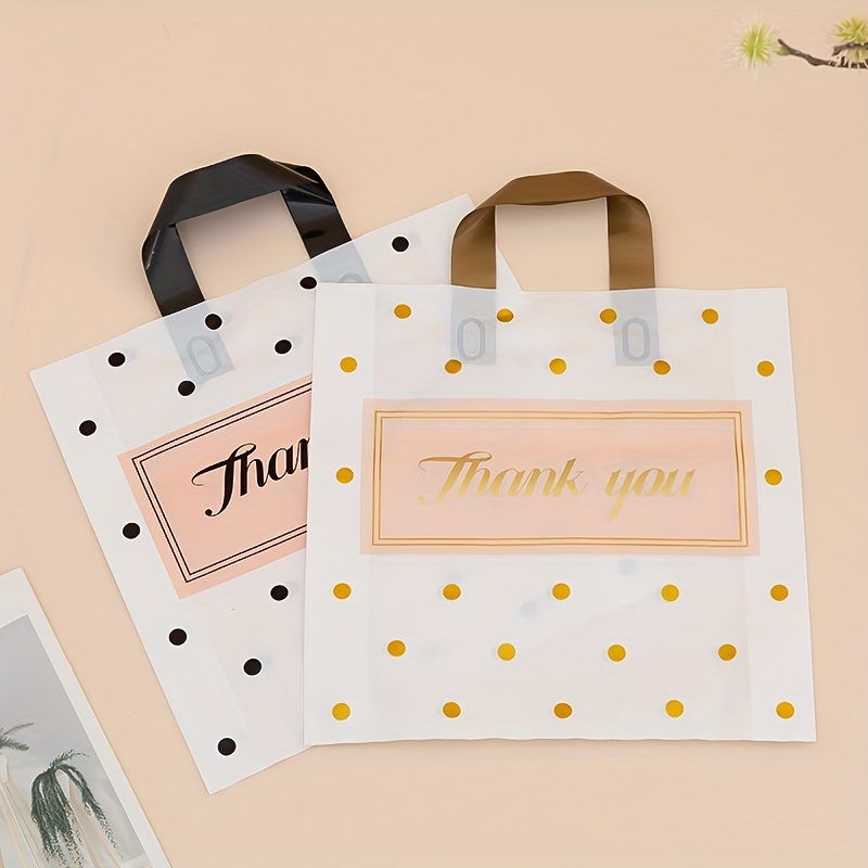 

50 Pcs Thank You Bags Shopping Bags, Merchandise Bags Plastic Boutique Bags For Small Business Retail Bags For Customers Parties Favors Goody Bags, Double-sided Printing, 12.6"x12.2"