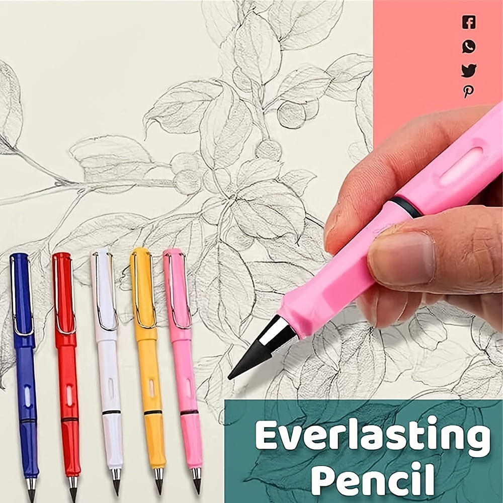 6/6pcs Ink-free Pencils, Permanent Pencil Replaceable Head