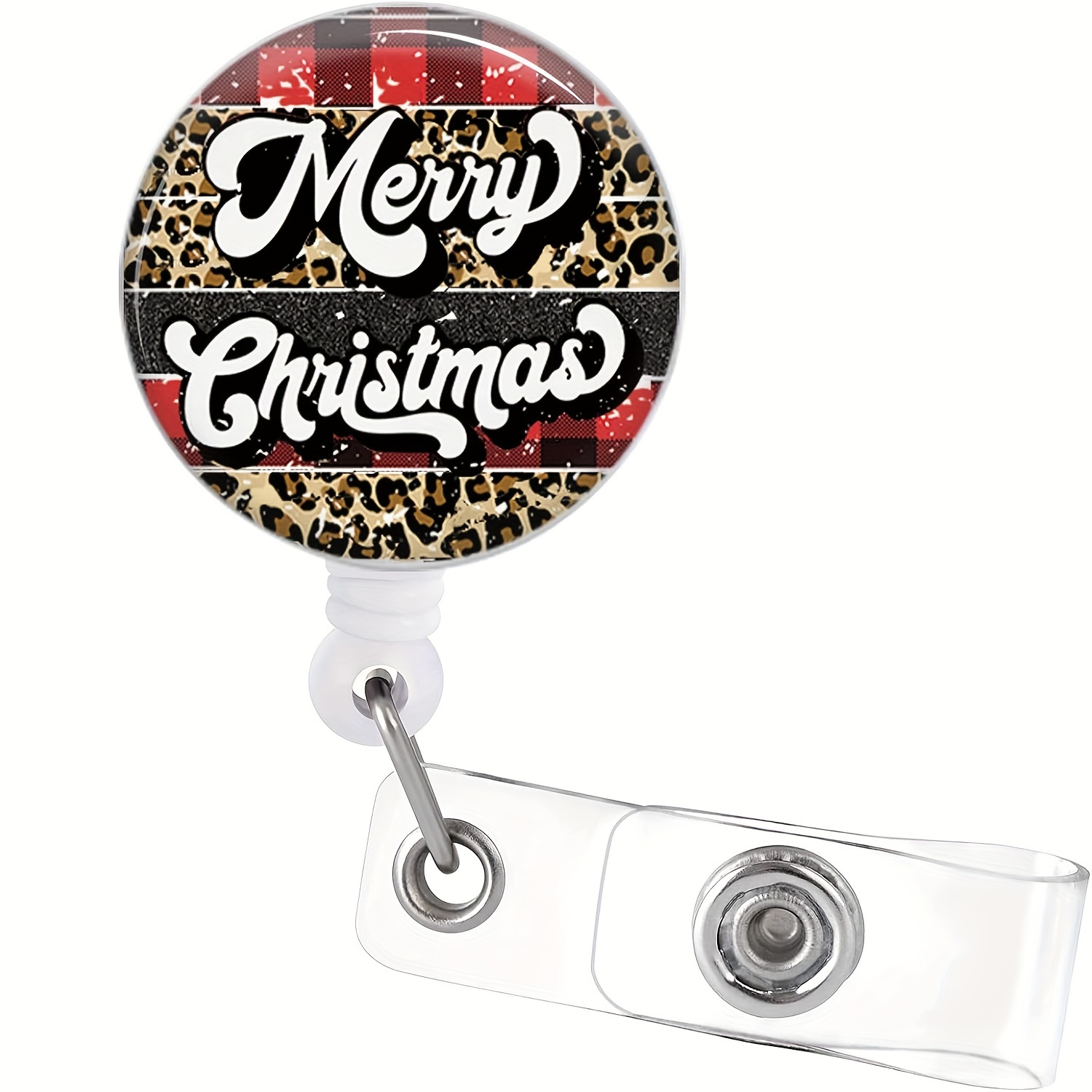 1pc Cool Christmas Name Badge Holder, ID Card Holder, Key Ring Retractable  Badge Reel For Nurses, Doctors, Offices, Teachers Can Be Used As Gifts