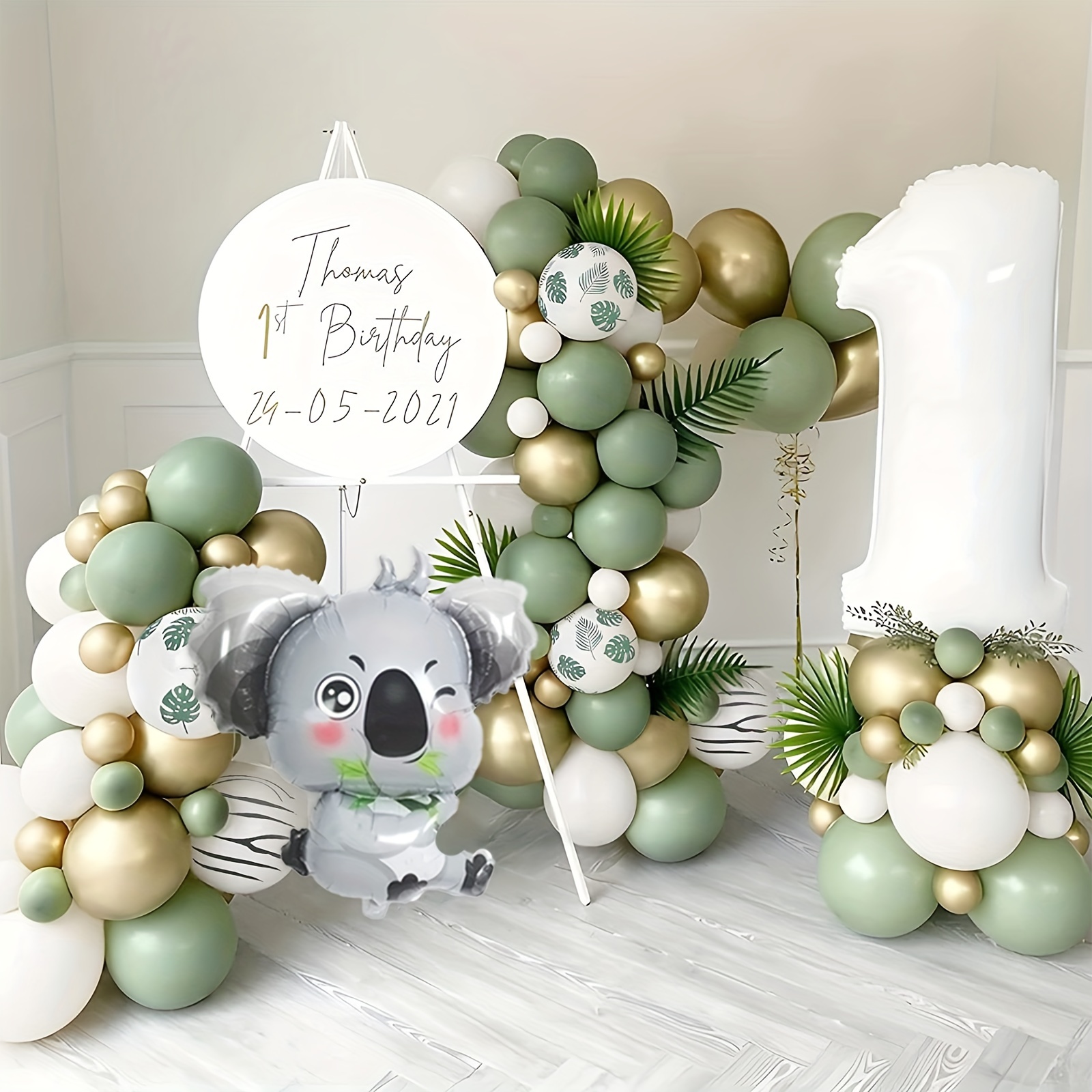 Juego de globos con números de 1 año, decoración de cumpleaños para bebé,  suministros para fiesta de cumpleaños YONGSHENG 8390612611452