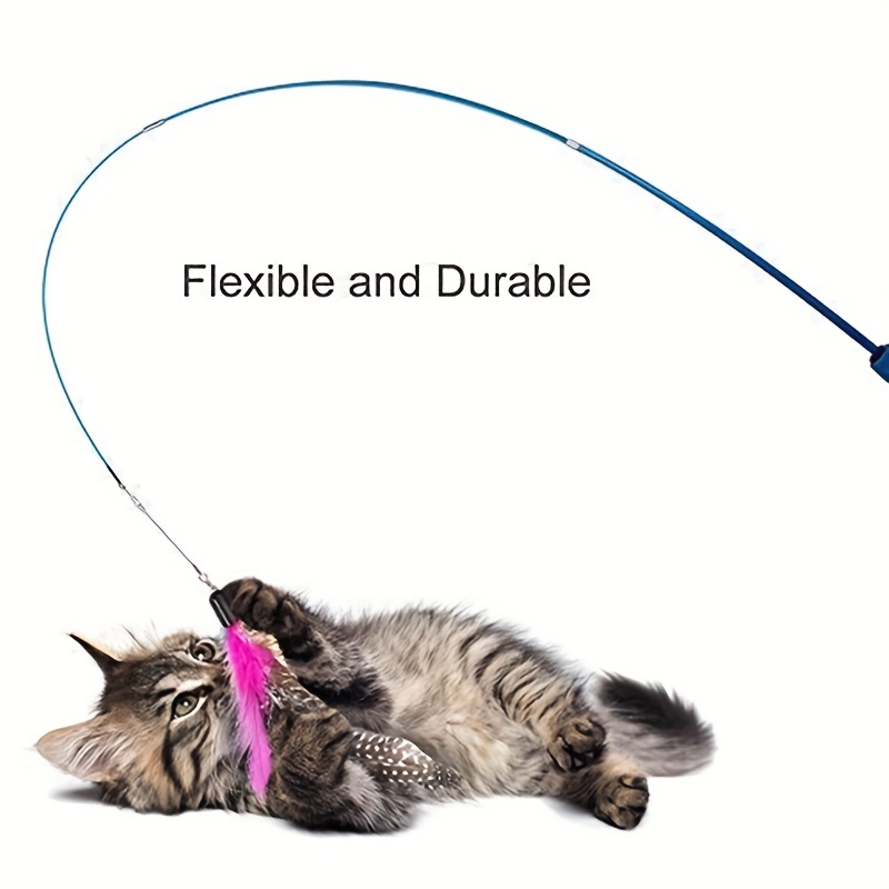 Durable Cat Teaser Toy Wand with Fishing Pole