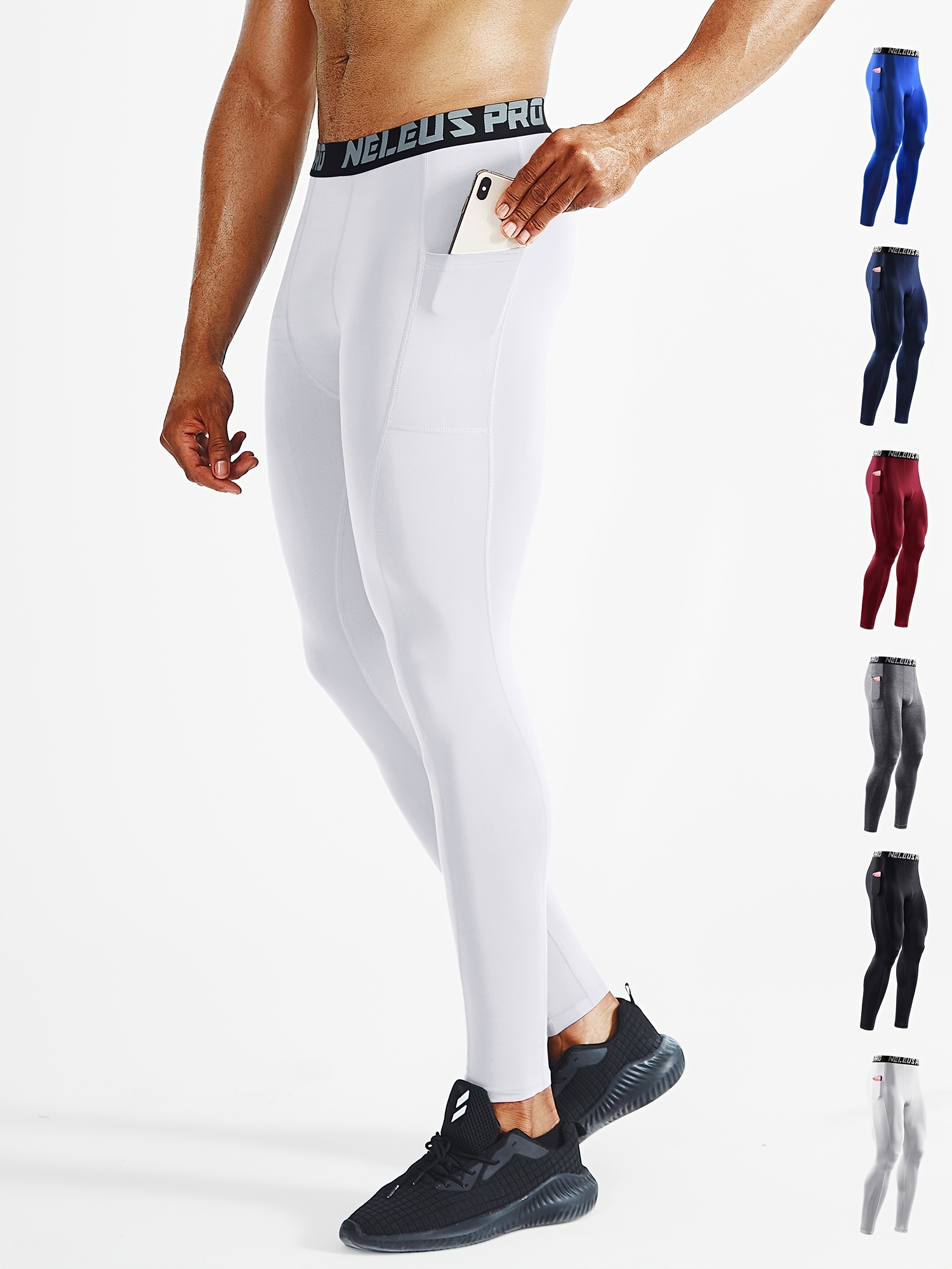 Nike Pro Men' Black/White Dri-FIT 3/4 Fitness Pockets Tights