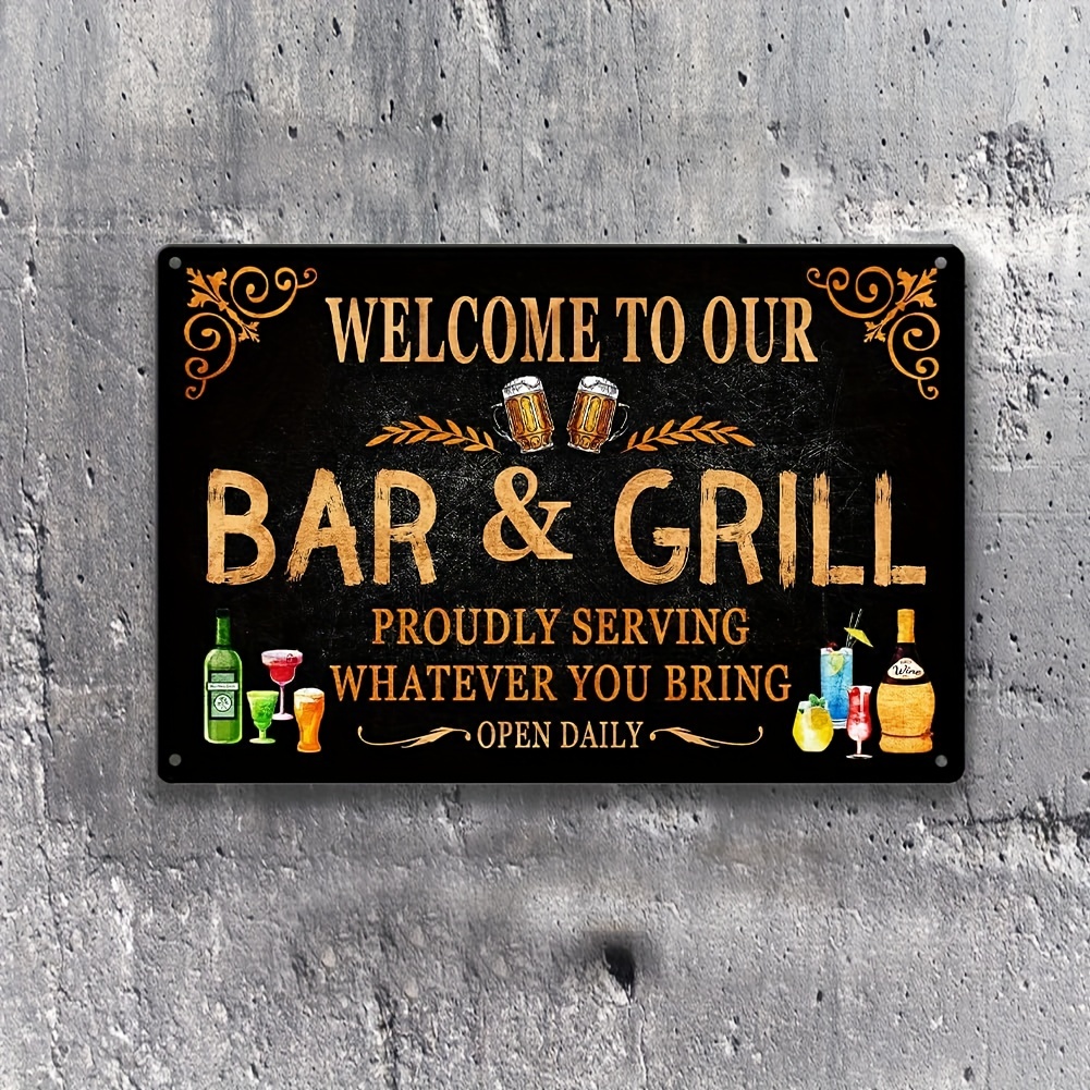 Bar Signs for Home Bar Decor-Funny Bar Signs for Man Cave, Metal