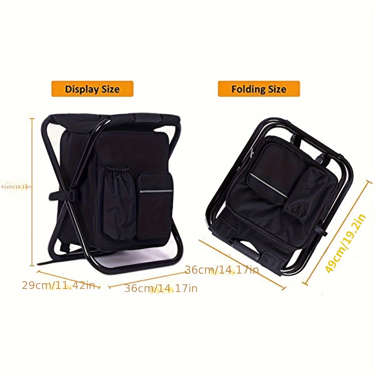 3 In 1 Foldable Fishing Chair Backpack, Canvas Portable Chair With Fabric  Cooling Bag, Outdoor Hiking Fishing Camping Backpack