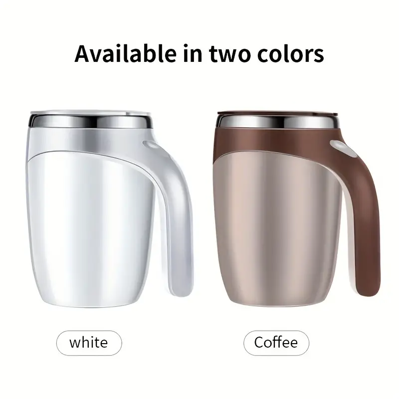Electric Magnetic Stirring Coffee Mug, Electric Mixing Mug, Automatic Funny Self  Mixing Cup, Stainless Steel Travel Cup for Chocolate, Milk, Tea, Office,  Home, Kitchen, 12 oz/350ml, White 