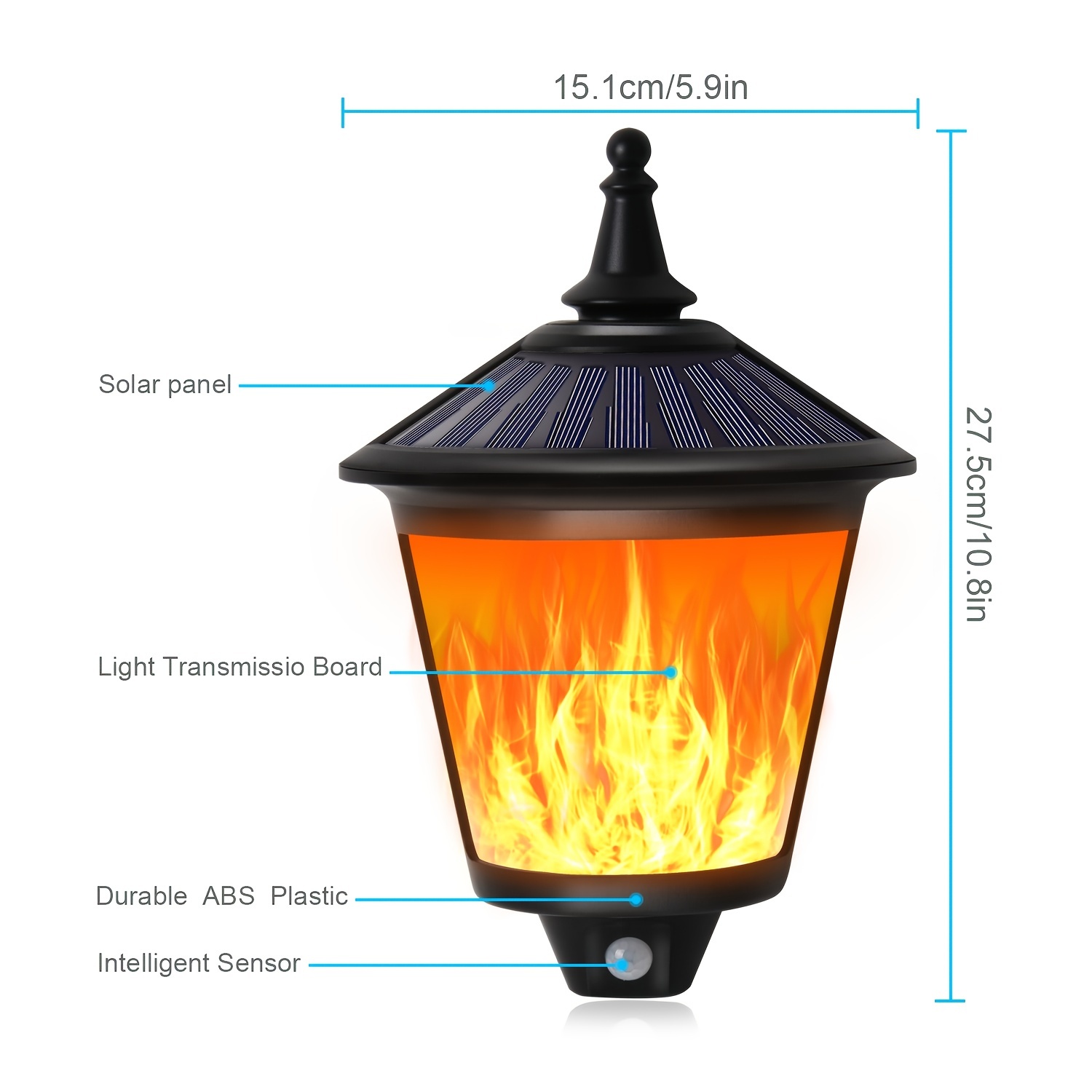 solar panel flame lights