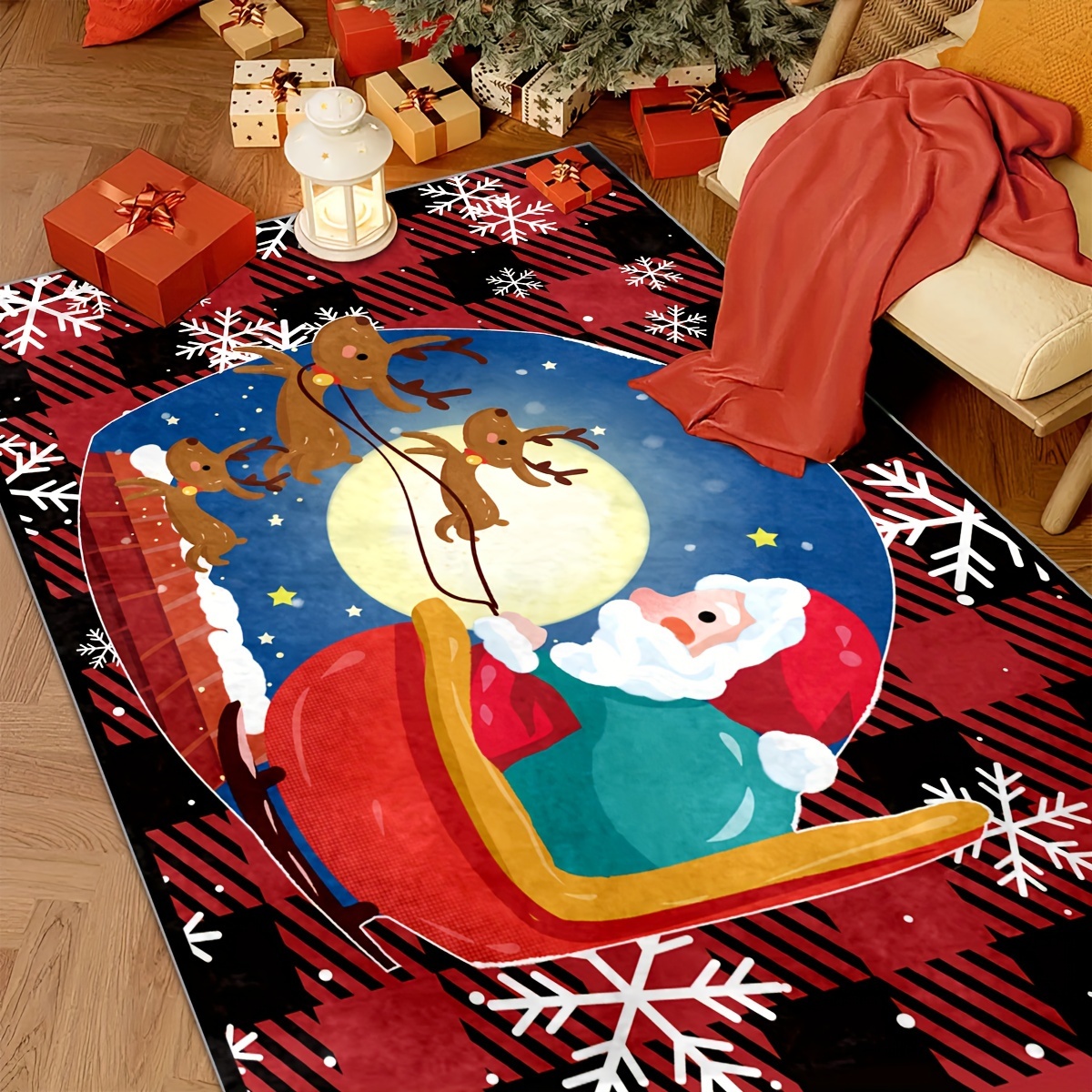 Plaid Christmas Gnome Pattern Floor Mat, Soft Anti-fouling Anti-slip Waterproof  Mat, Suitable For Living Room Kitchen Bedroom Laundry Room, Machine  Washable, Room Decor, Home Decor - Temu