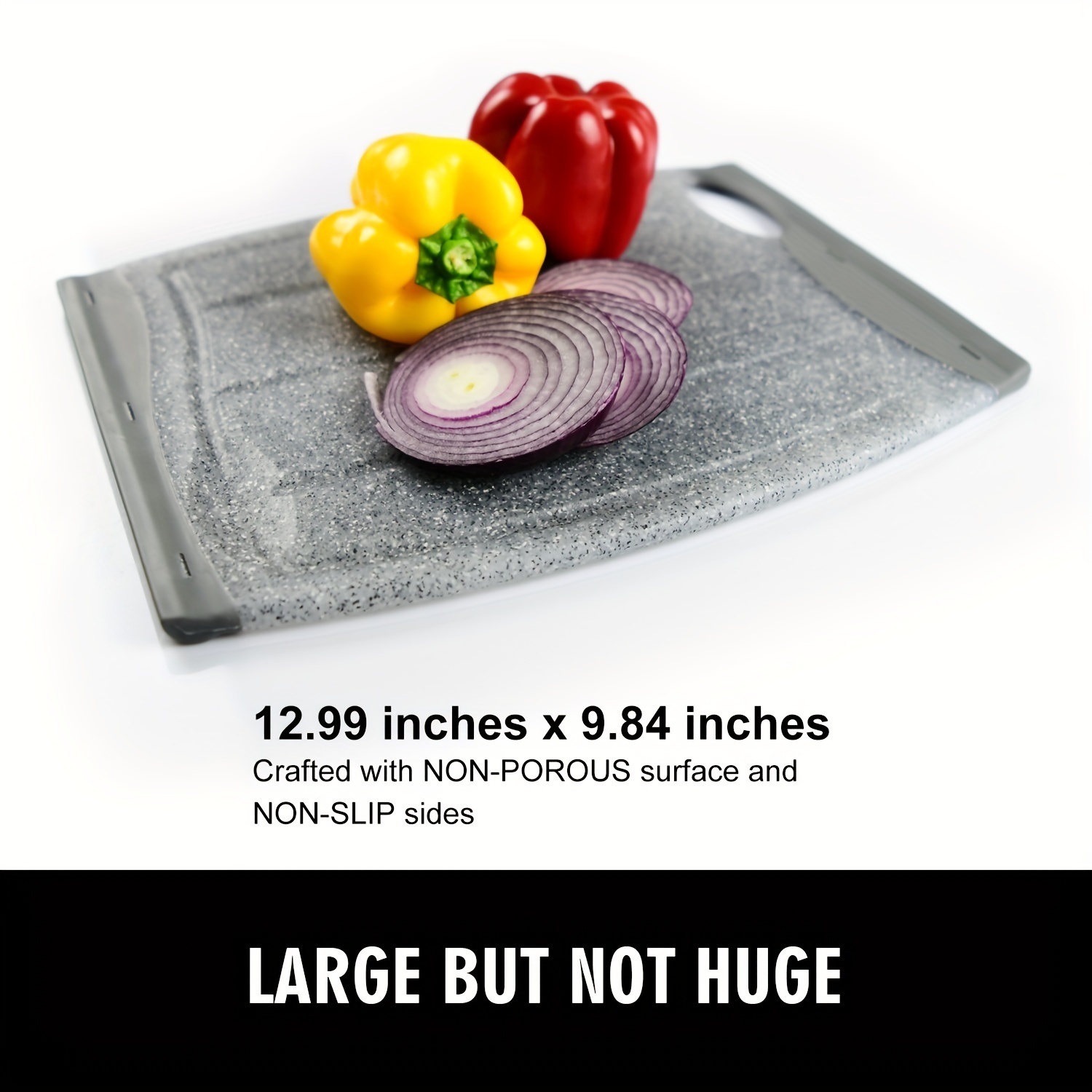  HOMWE Cutting Boards for Kitchen - Chopping Board 3-Pack  w/Different Sizes and Non Slip Handles - Reversible, Large Cutting Board Set  - Unique Gifts for Cooks Who Have Everything - Gray 