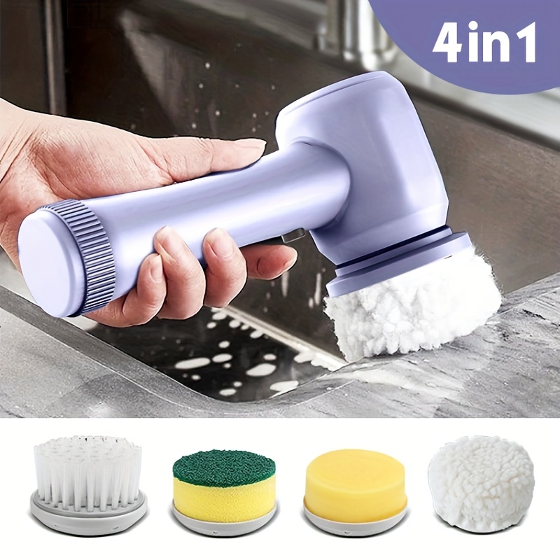 Electric Cleaning Brush 4-in-1 Handheld Kitchen Cleaner Cordless Spin  Scrubber,bathroom Rechargeable Scrub Brush,shower Scrubber For Cleaning -  Temu