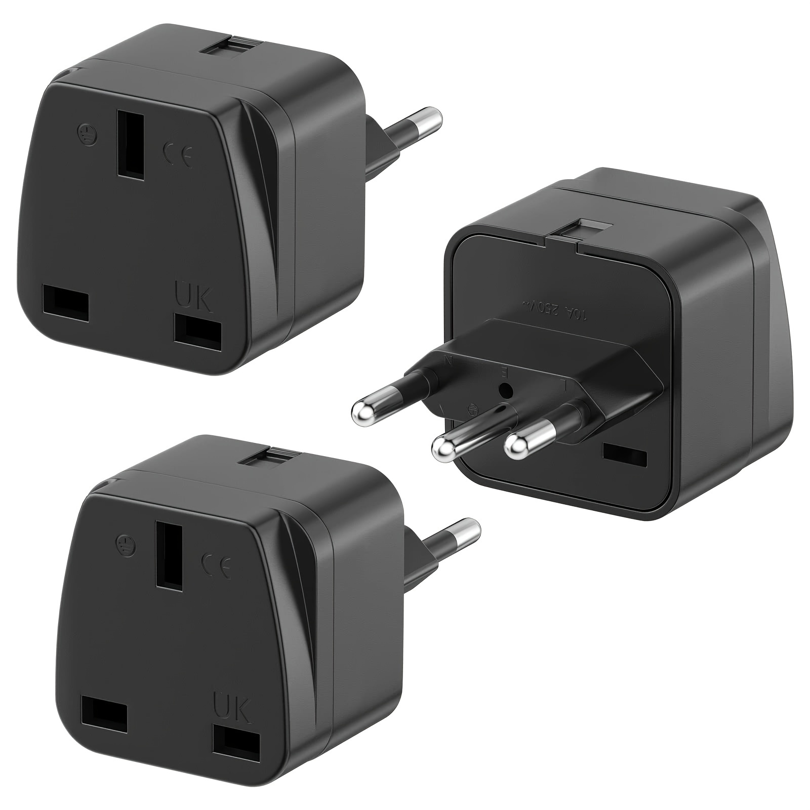 3 Pack UK To Brazil Travel Plug Adapter, Type N Travel Portable Converter  Plug Adapter UK To Brazil Travel Plug Adapter For Brazil And South Africa Pa