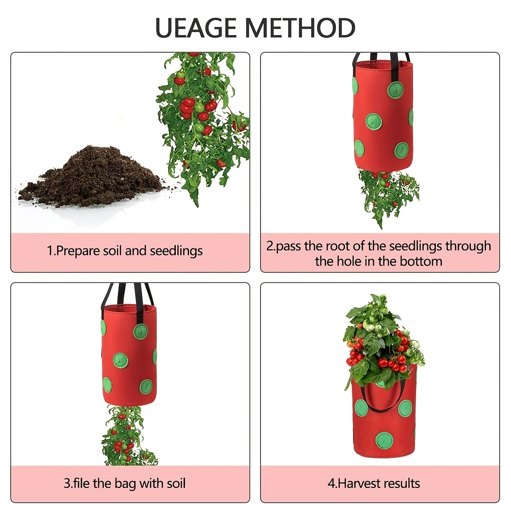 Planting Grow Bag Vegetable Strawberry Vertical Flower Herb Pouch Root  Breathable Round Reusable Pot Planter for Home Garden