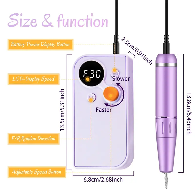 portable electric manicure pedicure tool kit professional efile nail drill machine set for acrylic nails polishing sanding bands for home and salon use details 5