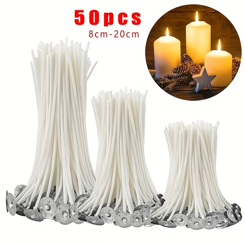 20PCS Wooden Candles Wick with Sustainer Tab DIY Candle Making Supplies Soy  Parffin Wax Wick for DIY candle material