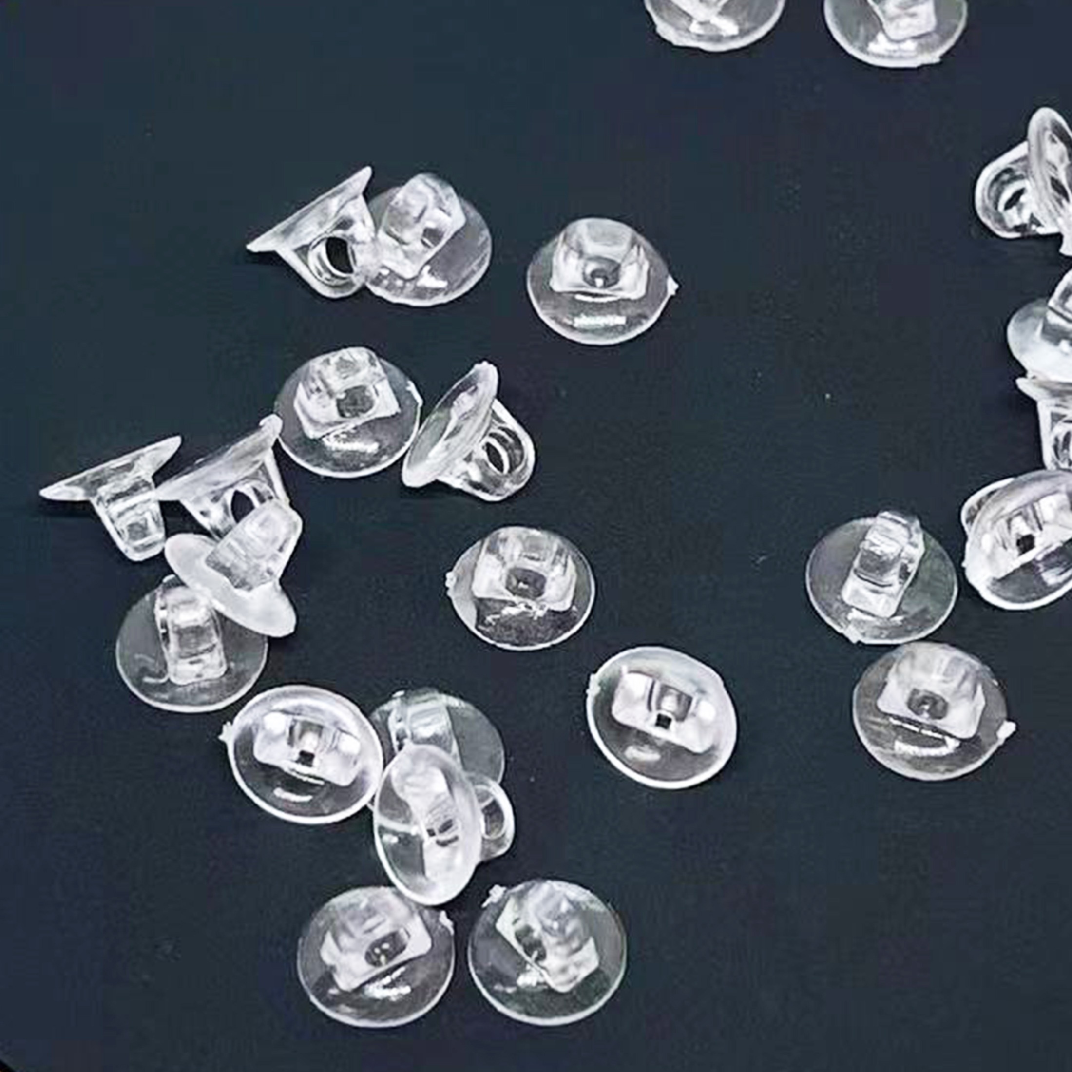 

50pcs/pack Transparent Color Plastic Patch Buckle Accessories, Diy Hair Rope Leather Band Button, Resin Patch Buckle Accessories Material