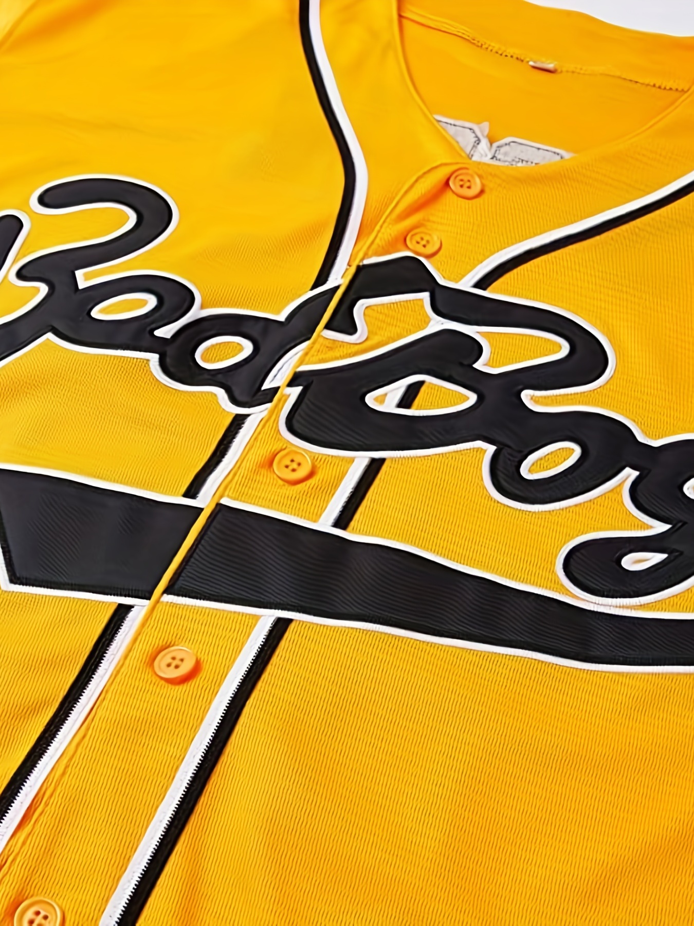 Men's Retro Badboy #10 Biggie Baseball Jersey Yellow Black Red