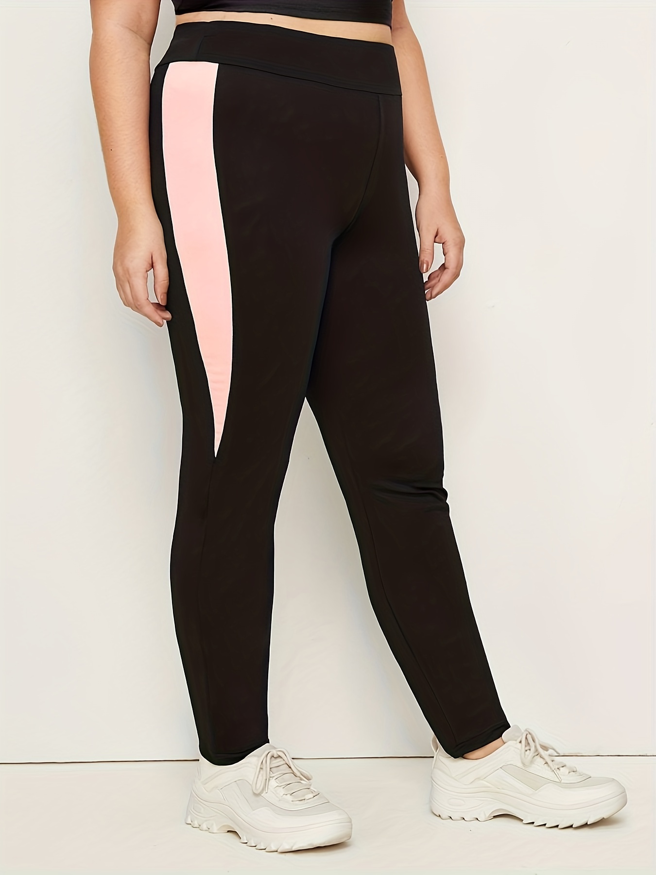 Plus Size Sports Pants Women's Plus Colorblock Elastic - Temu