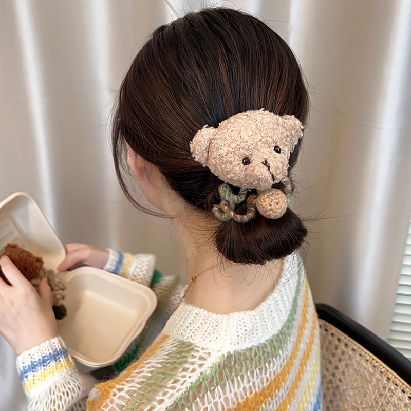 Cute Plush Bear Doll Hair Elastics No Crease Spiral Hair Ties Hair Bands  Phone Cord Hair Scrunchies Hair Coils Accessories For Women Girls | Free  Shipping For New Users | Temu