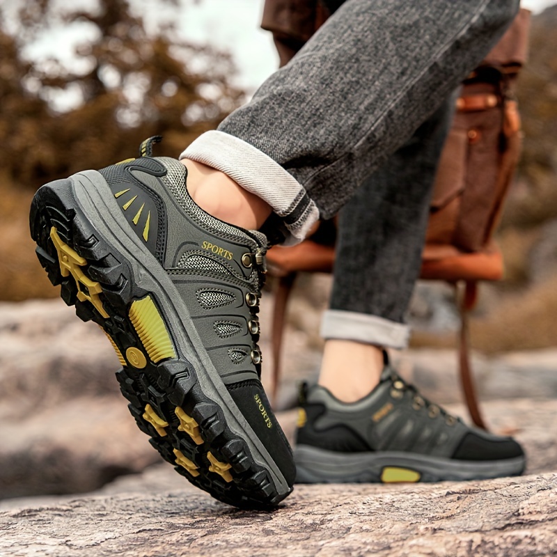 Quick Lace Men Outdoor Hiking Shoes Trekking Shoes Sneakers Zapatillas  Senderismo Hombre PU Leather Non Slip Plus Big Size 47 48