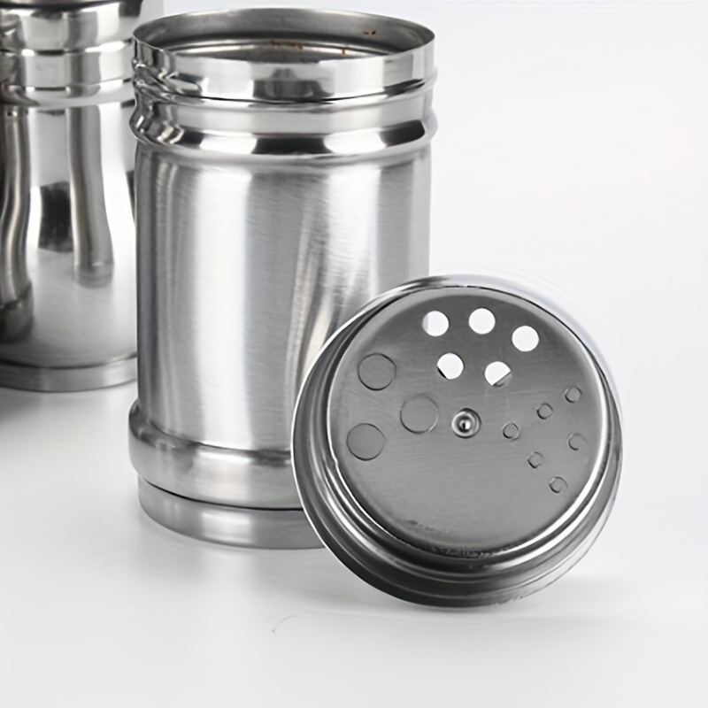 Stainless Steel Spice Jars Seasoning Cans Rotate Cover Salt Pepper