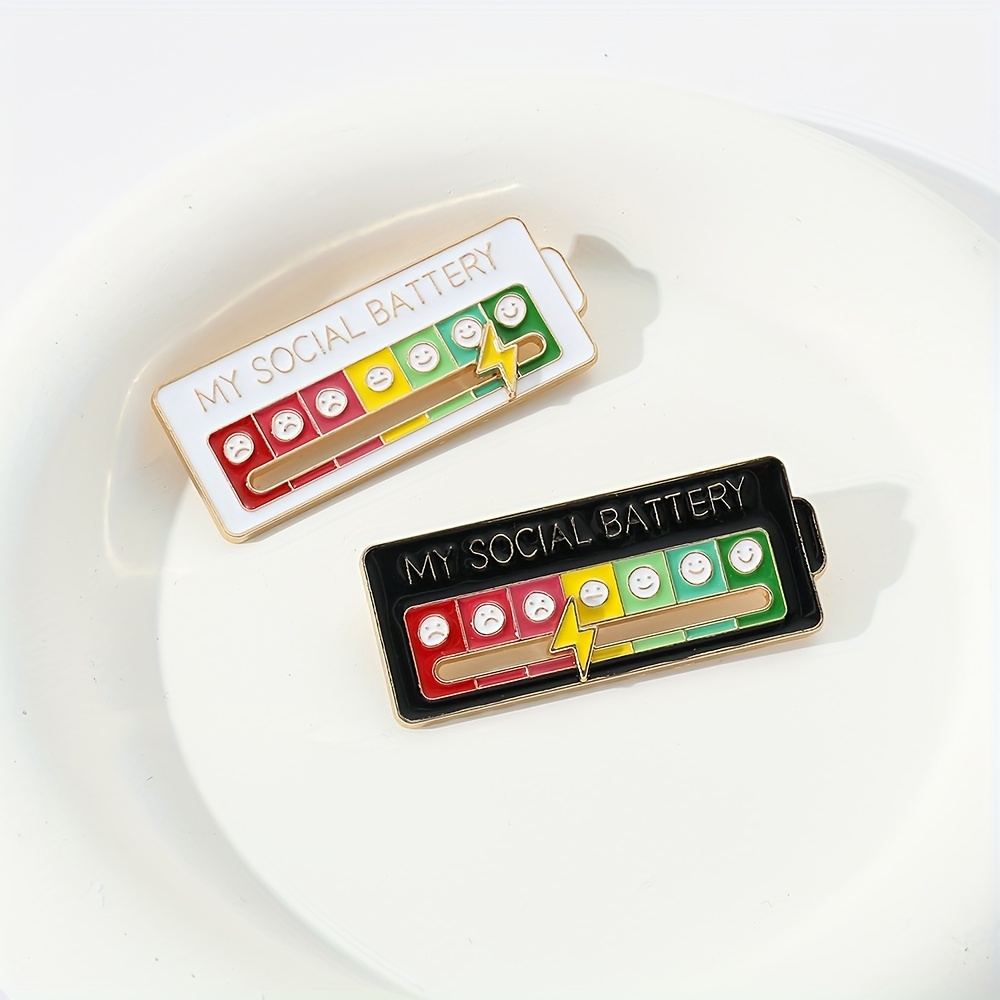 Creative Enamel Social Battery Pin With Mood Indicator