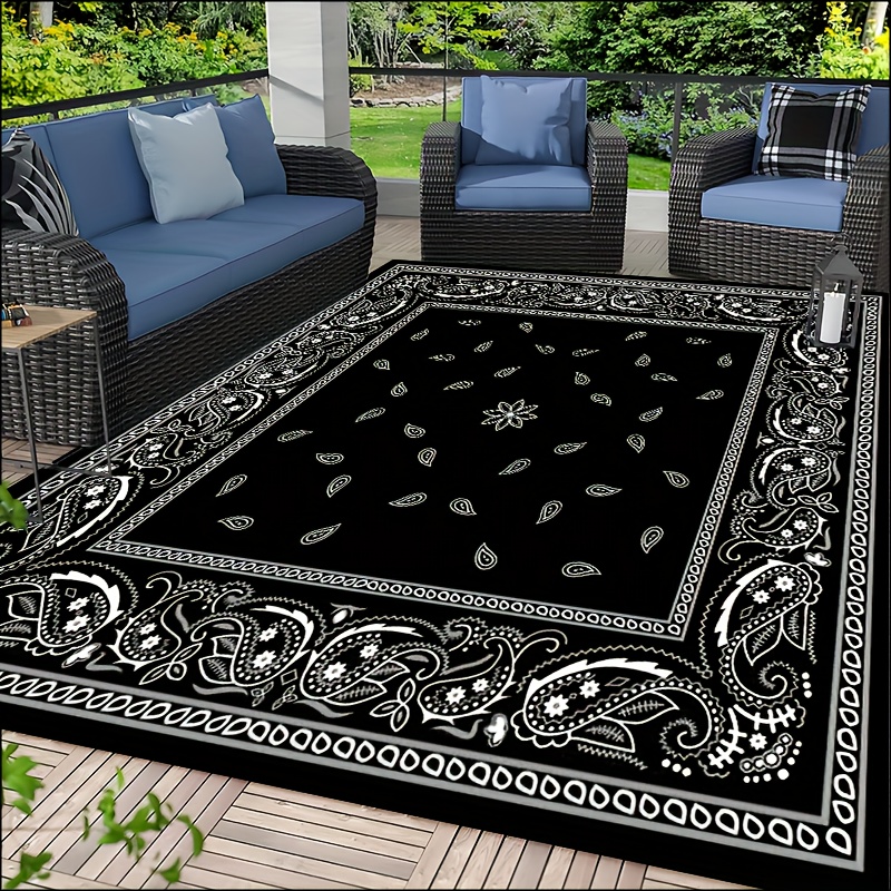 

1pc Chic Paisley Design Area Rug, Washable Waterproof Patio Carpet, Durable Tapestry, Mat For Living Room Bedroom Nursery Room Outdoor Patio Garden Yard Home Room Supplies Spring Decor Gift