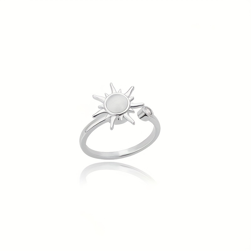 Women's Rotating Sun Opal Adjustable Ring, Stainless Steel