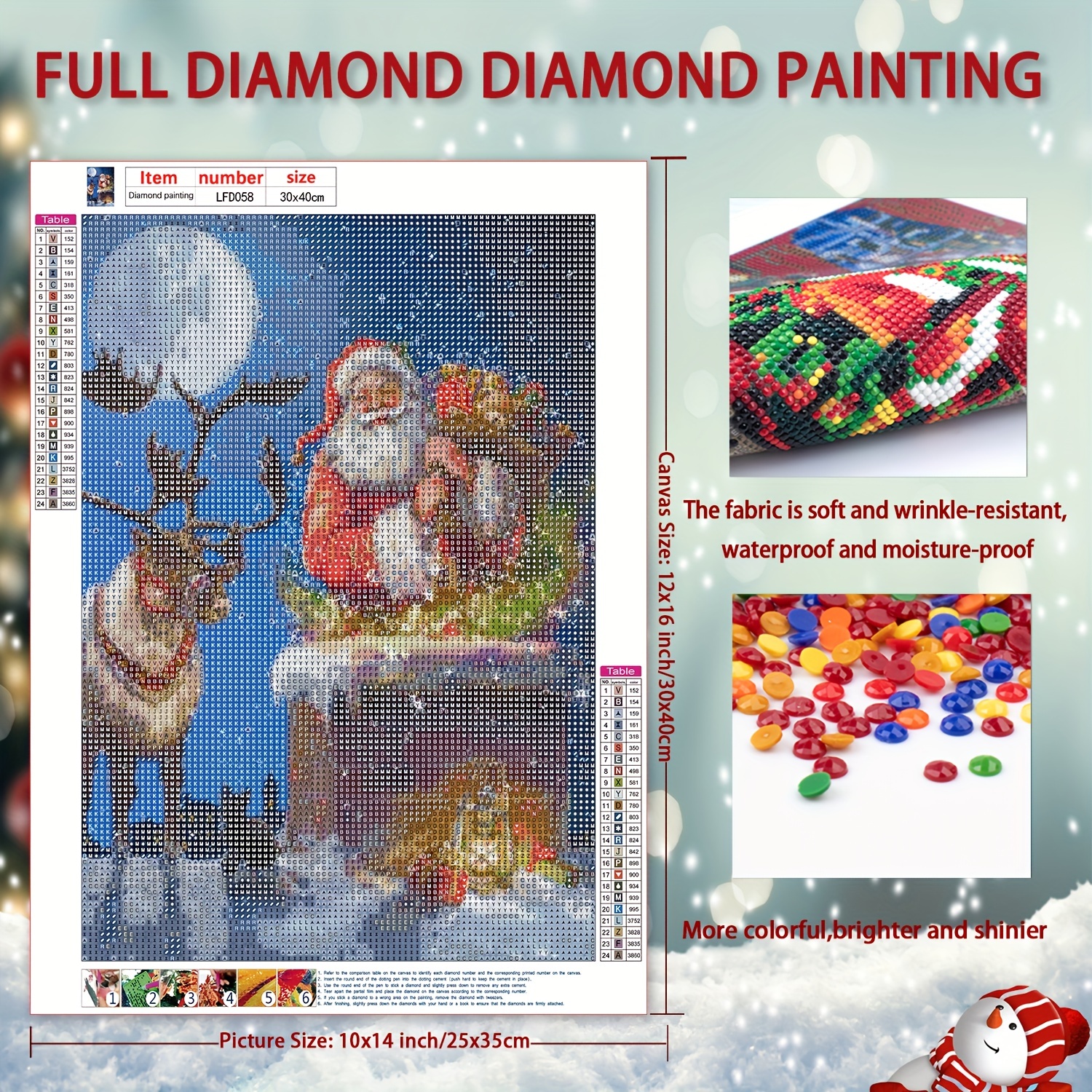 Christmas Diamond Painting Kits for Adults, (Santa Claus 12x16Inch