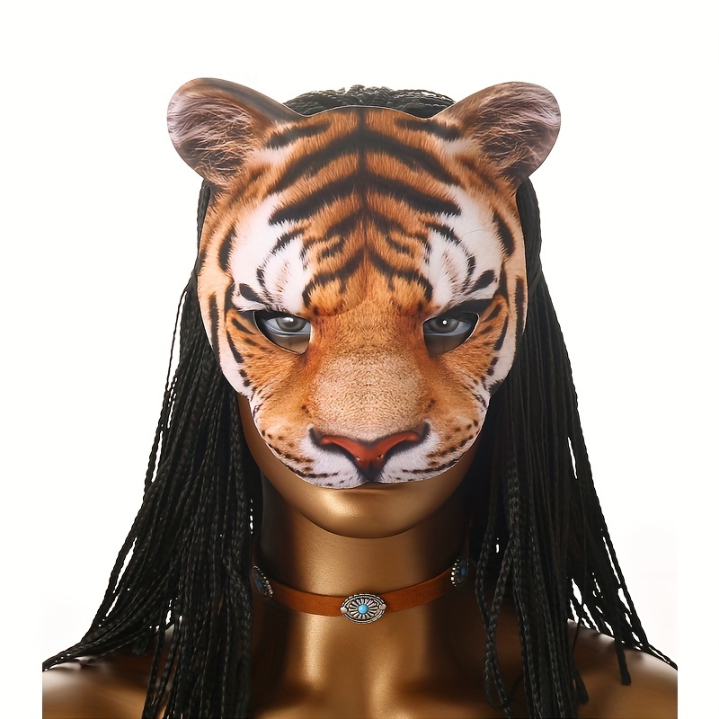 

1pc Tiger Shape Mask Simulation Animal Head Series Mask Halloween Masquerade Cosplay Mask