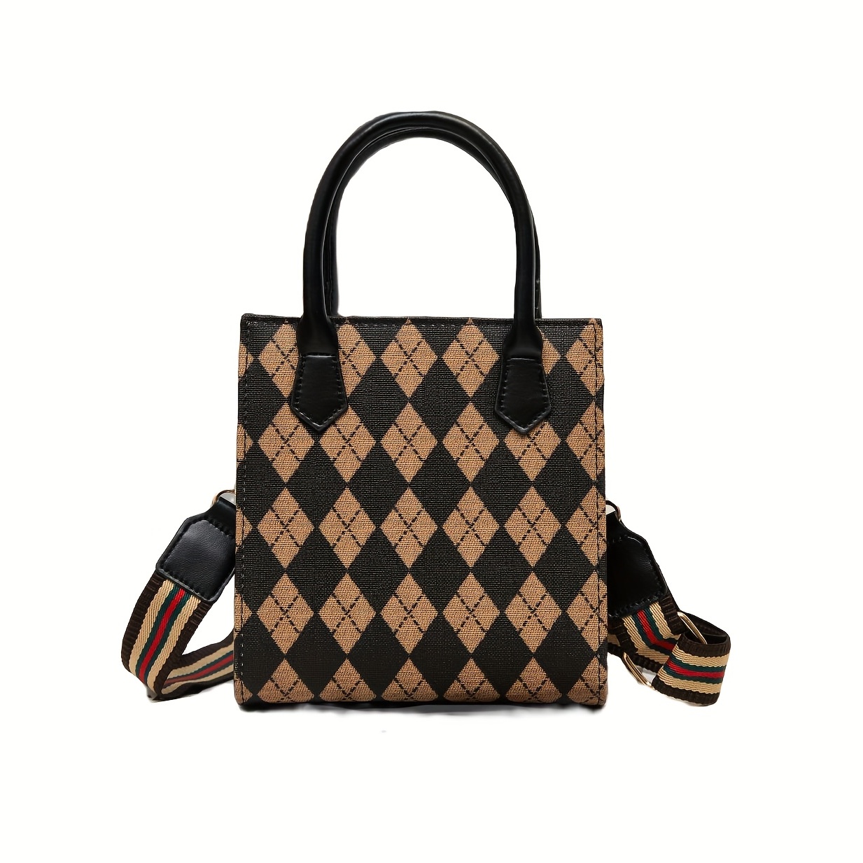 Geometric Pattern Boston Hand Bag, Scarf Decor Crossbody Cylinder Bag,  Fashion Zipper Shoulder Purse - Temu Austria