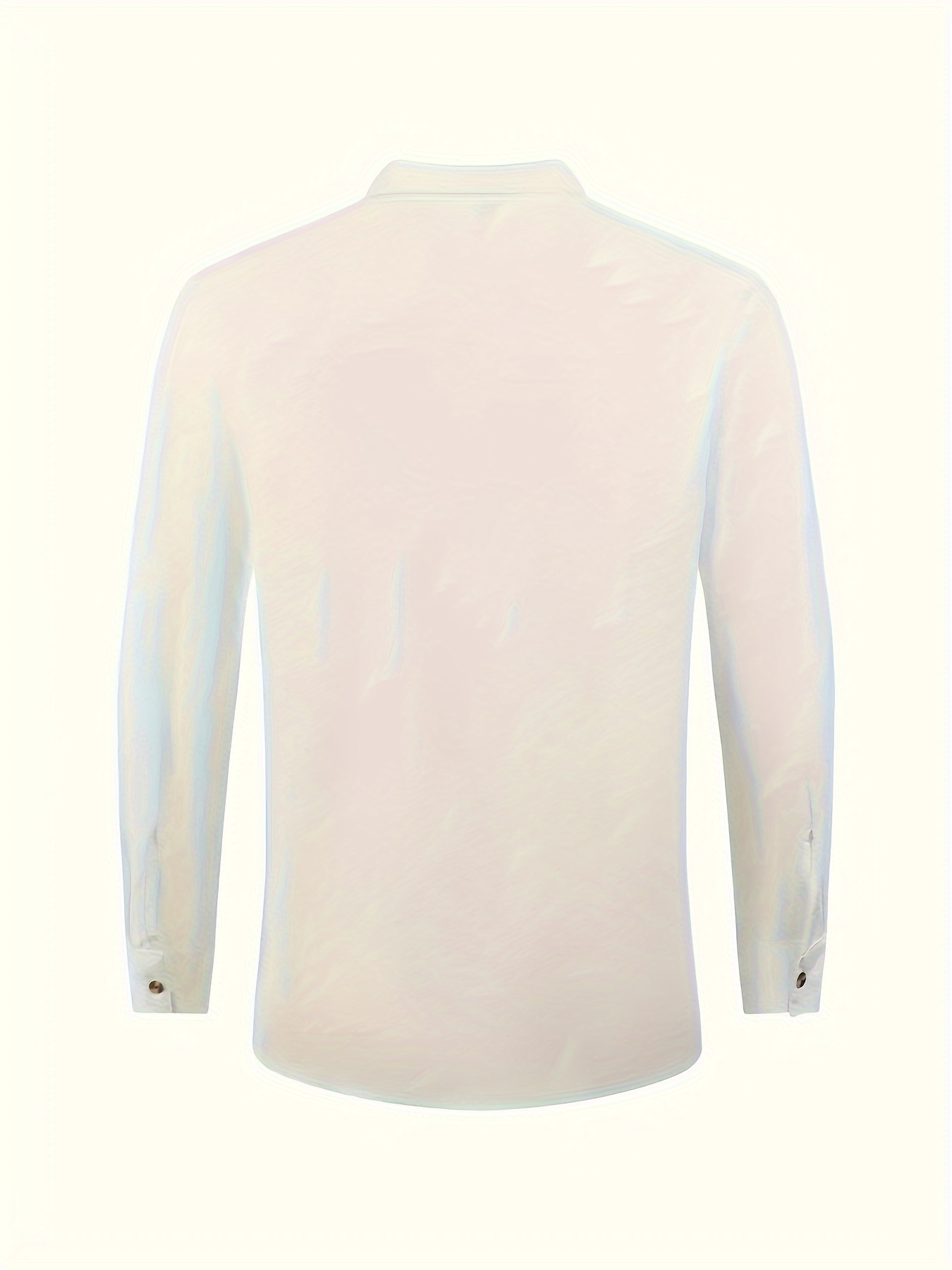 COTTON LINEN STAND COLLAR LONG SLEEVE SHIRT