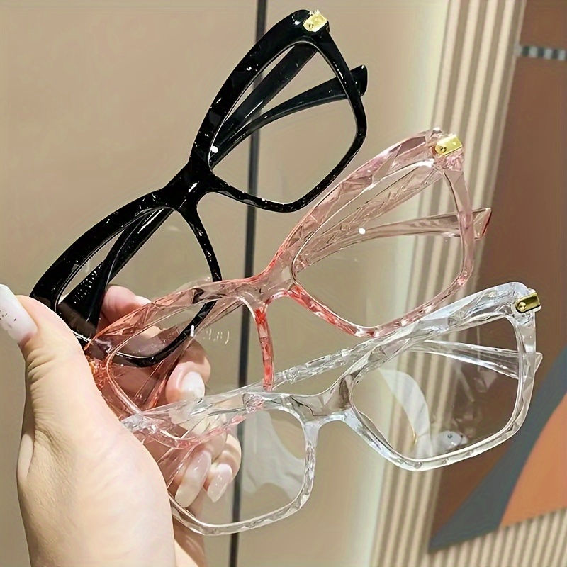 

3pcs Cat Eye Clear Lens Glasses Candy Color Fashion Decorative Glasses Casual Spectacles For Women Men