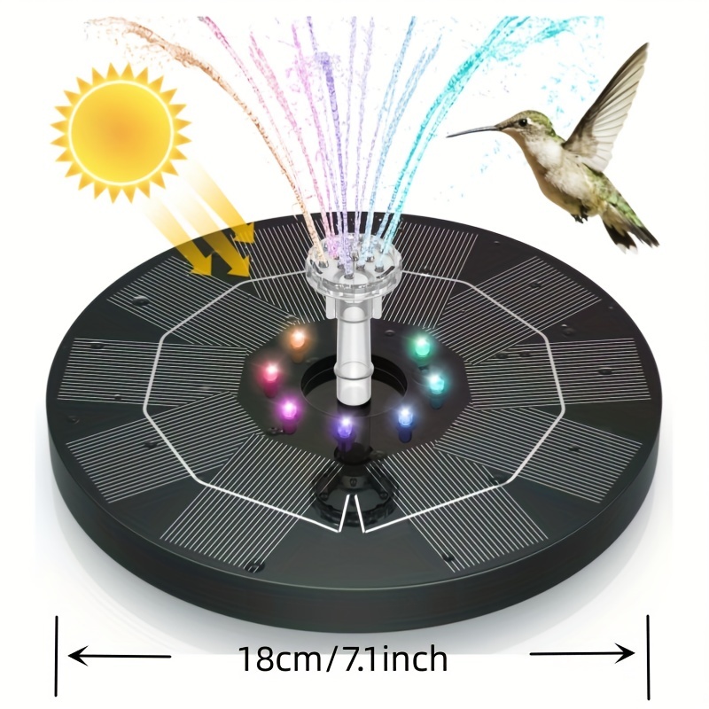 Bomba solar de fuente solar de jardín de 6 V/2.5 W, fuente solar flotante  portátil al aire libre para baño de pájaros, jardín, estanque, piscina al