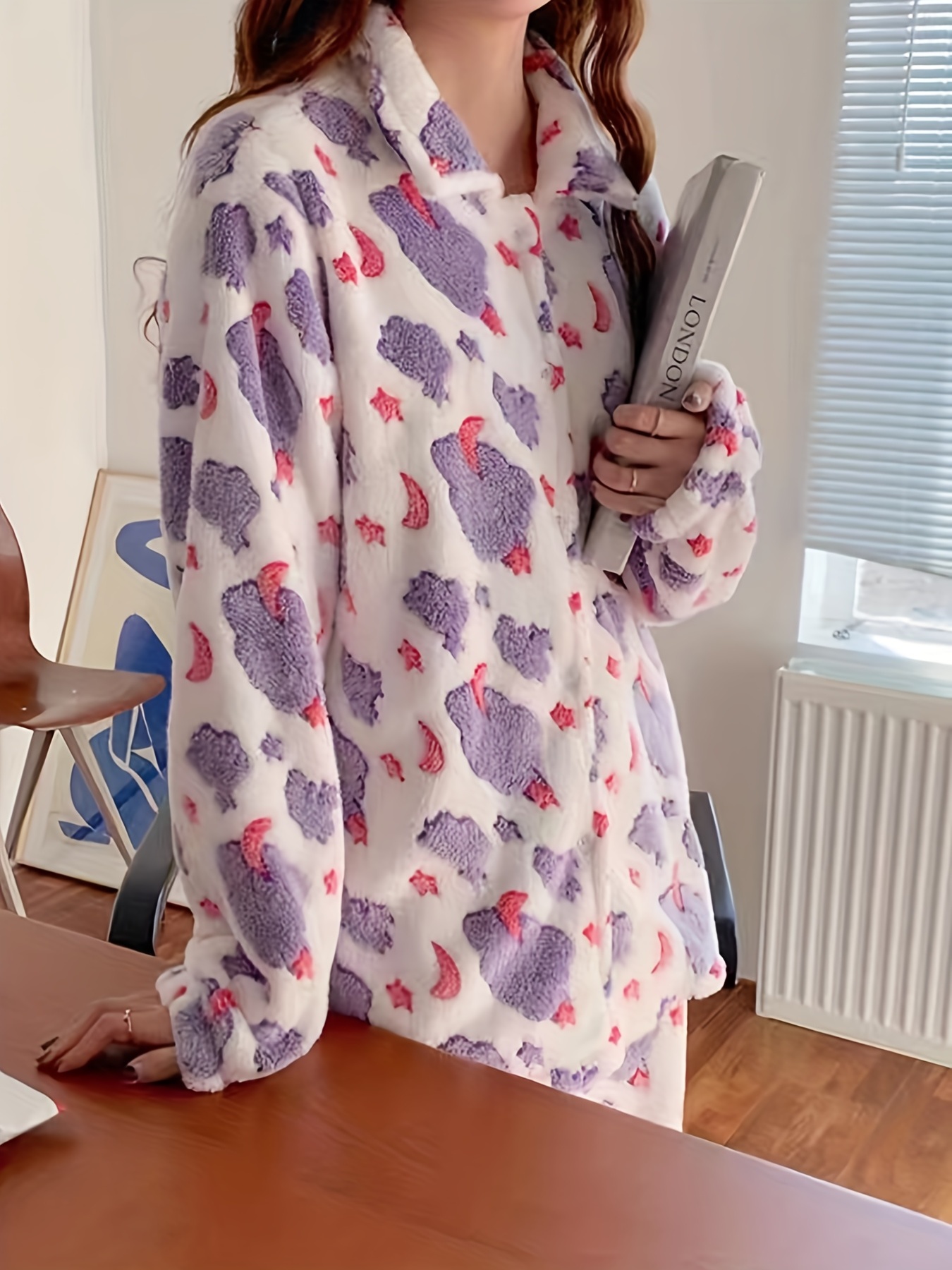 Women's Lilac+London Long Sleeve Pajama Shirt & Pajama Pants Set