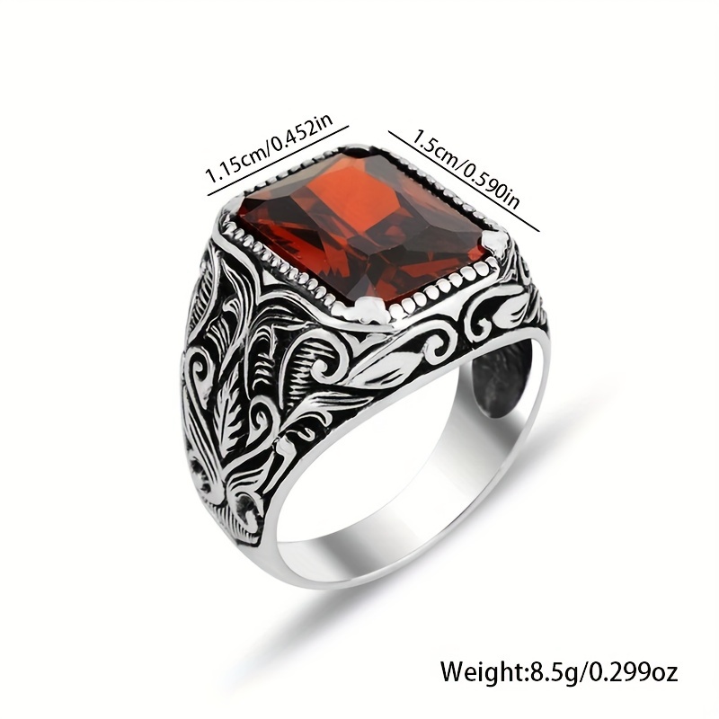 Men's Retro Style Artificial Ruby Diamond Ring