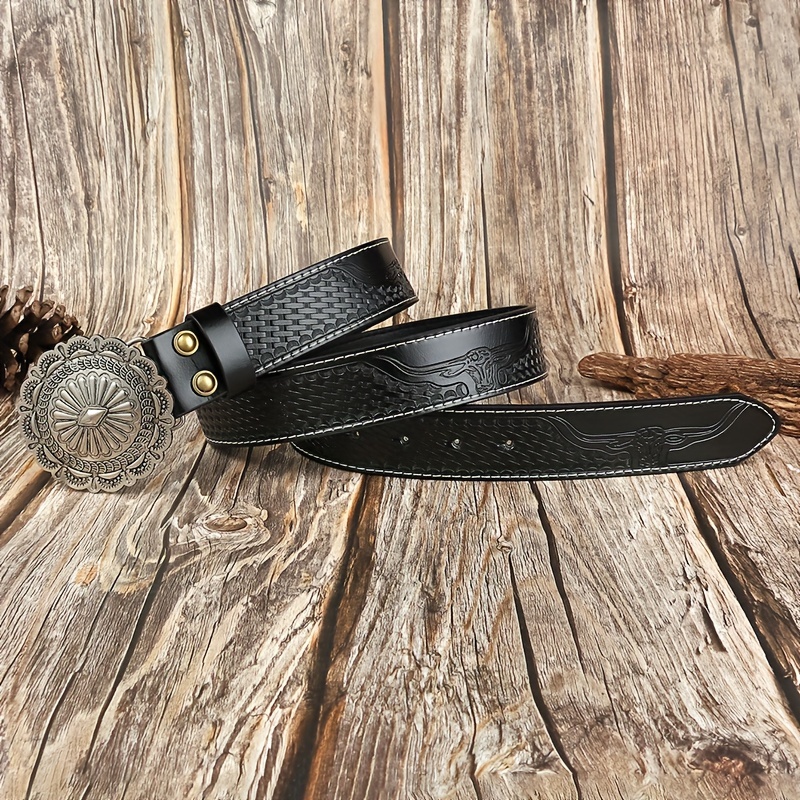Vintage Oval Flower Buckle Women's Western Belt