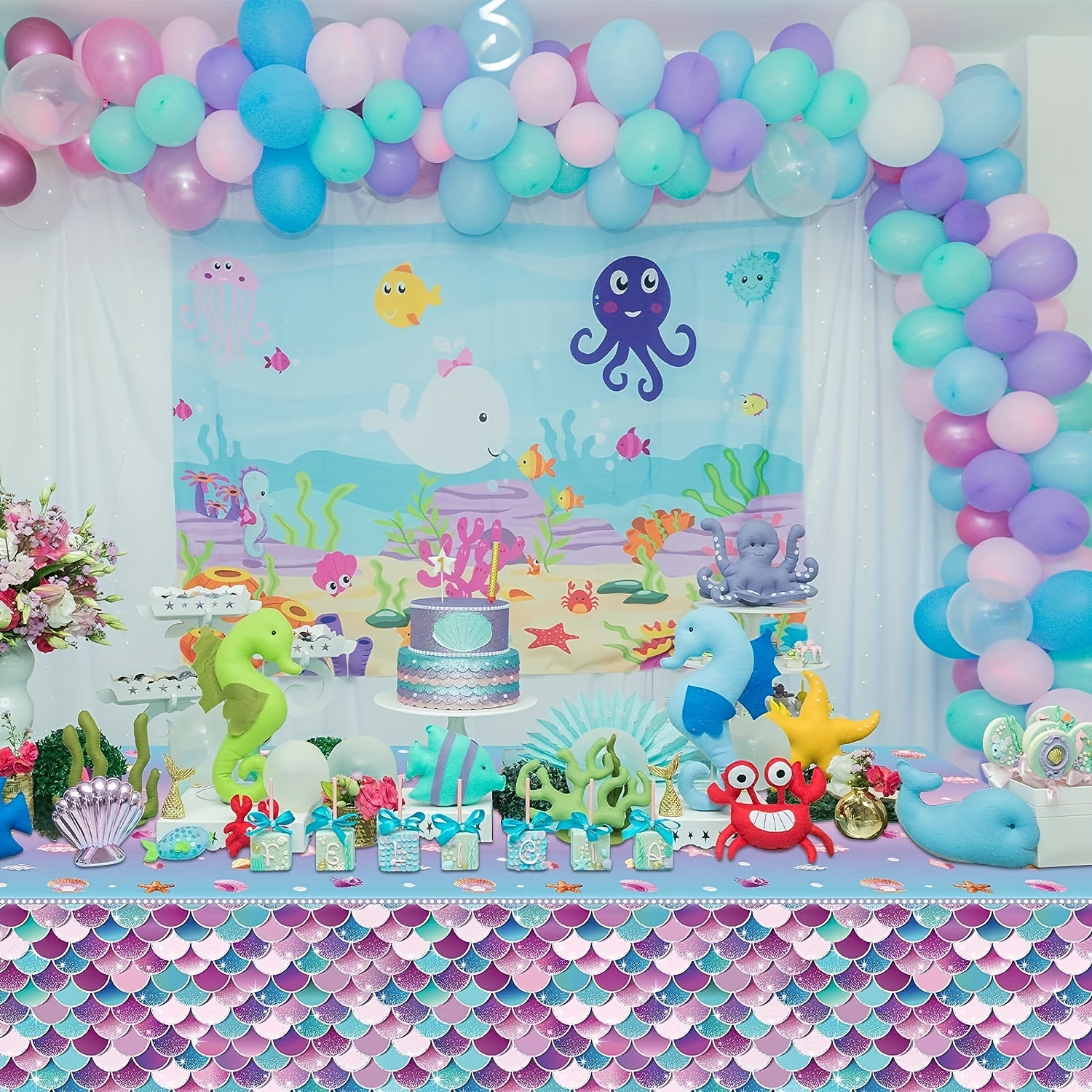 Under the Sea Table Runner, Mermaid Birthday Party Paper Table