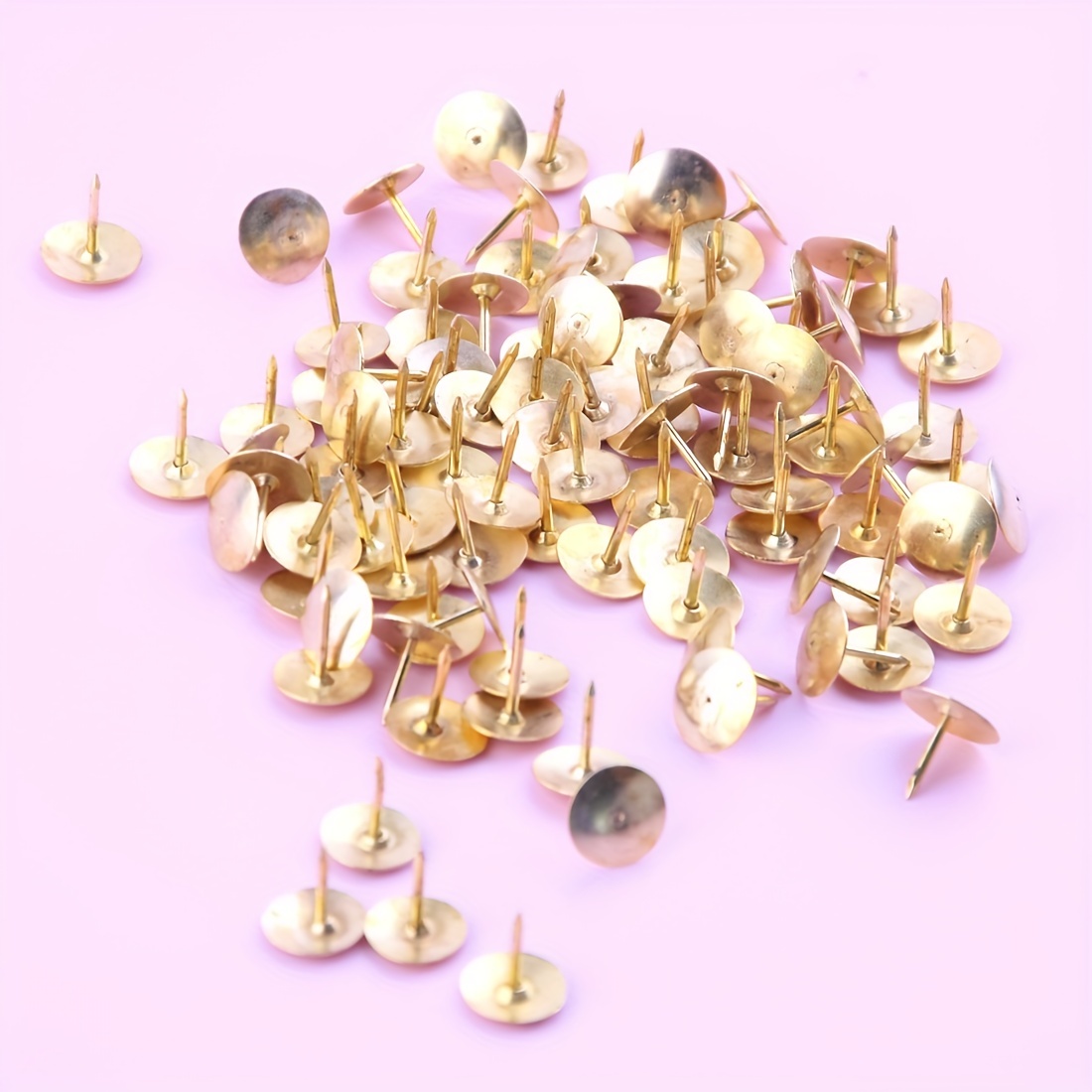 Golden Thumb Tacks Durable Steel Point With Round Great For - Temu