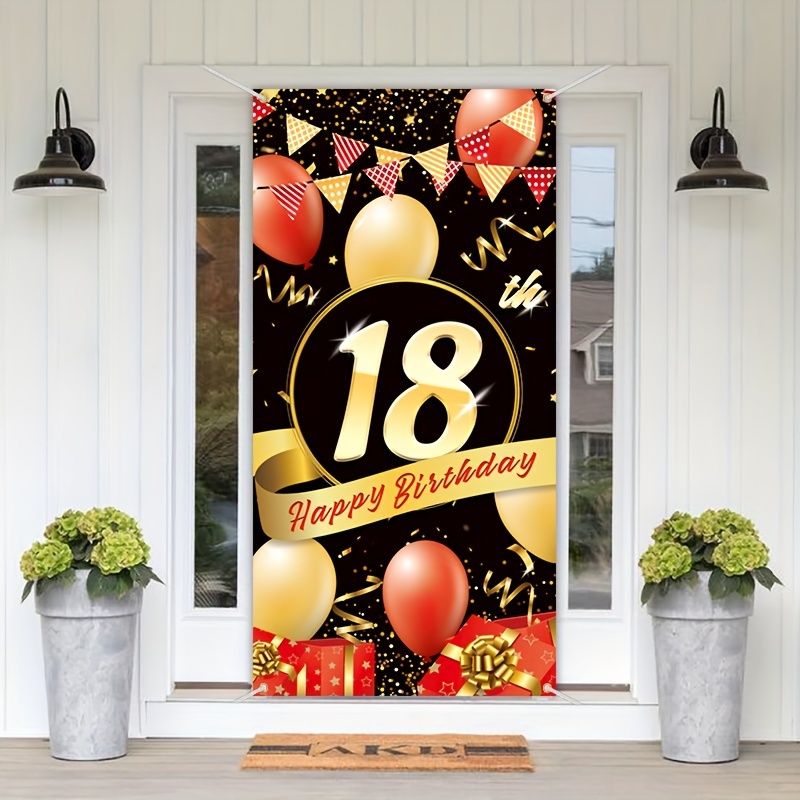 Cartel de feliz cumpleaños 18 para patio, pancarta de feliz cumpleaños 18  para mujeres/hombres, telón de fondo grande de cumpleaños 18, suministros  de