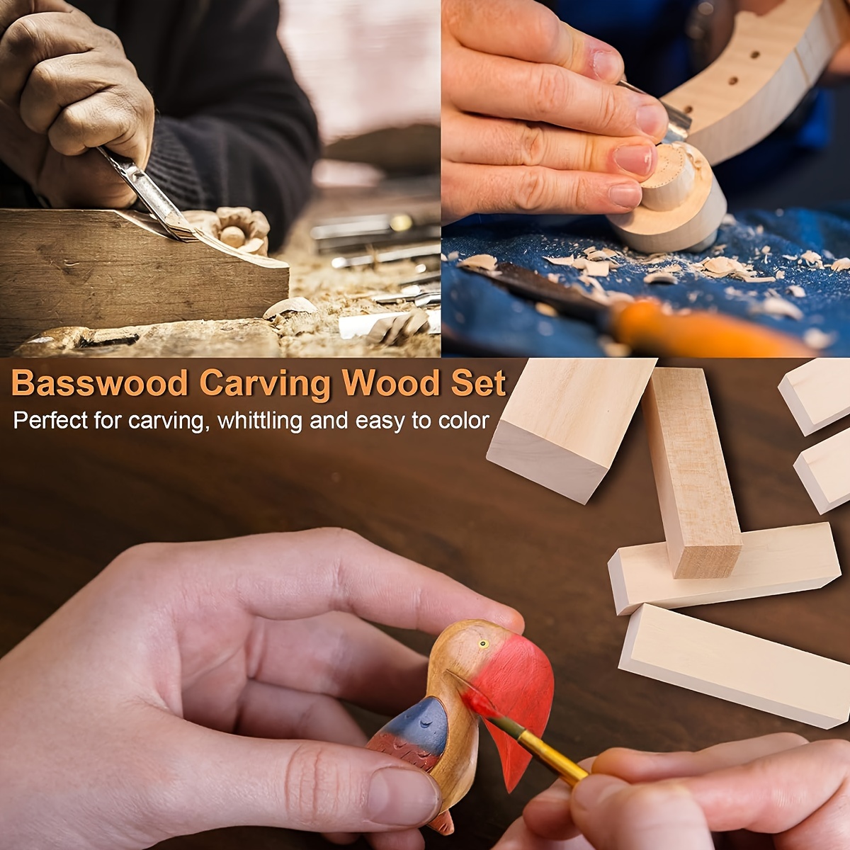  5PCS Basswood Carving Blocks - Small Unfinished Balsa