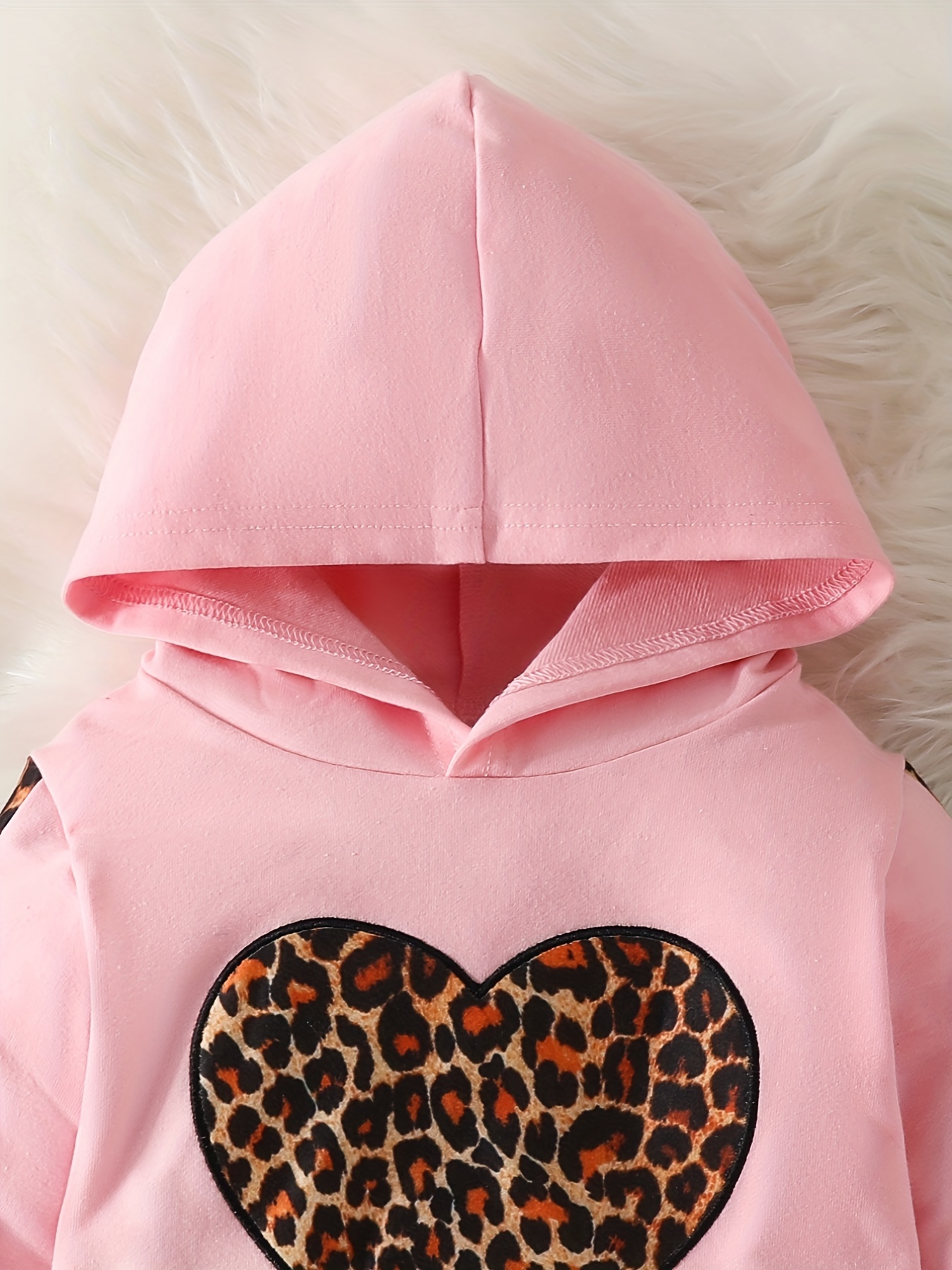 Soft Pink Leopard Print Heart Sweatshirt