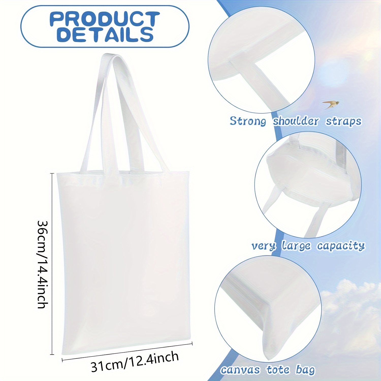 Sublimation Tote Bags Sublimation Blank Canvas Tote Bags For - Temu
