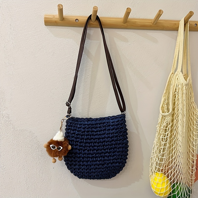 Retro Straw Woven Bag For Women Summer Beach Crossbody Bag