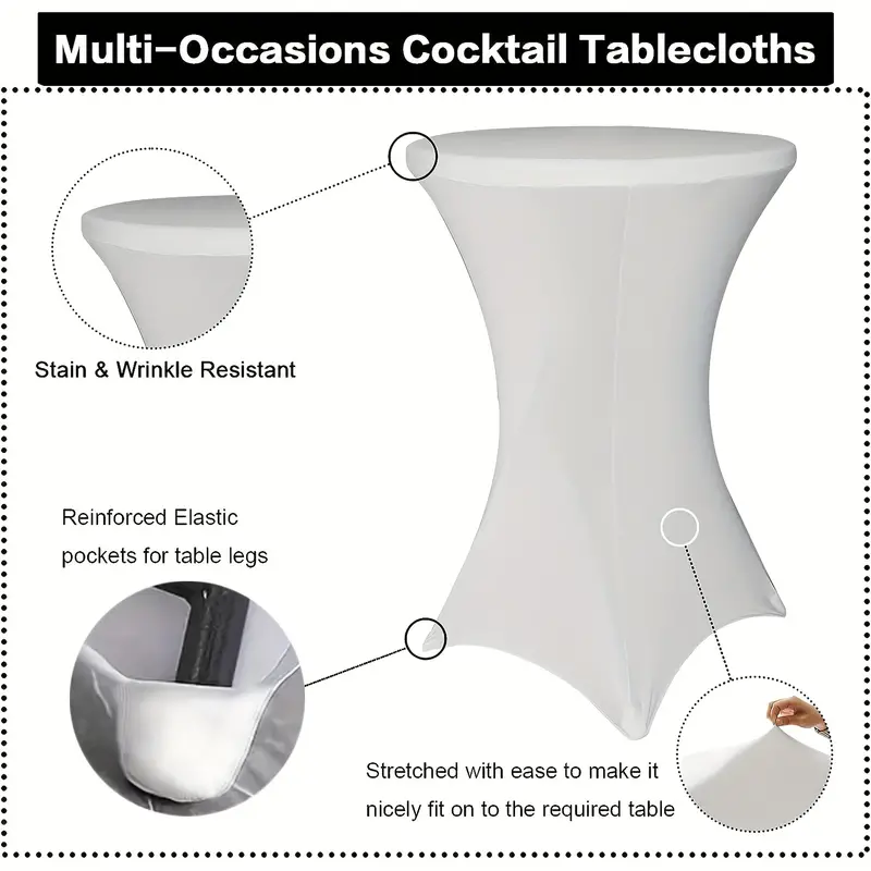 Cocktail Table Cover Highboy Polyester Spandex Black Fitted - Temu