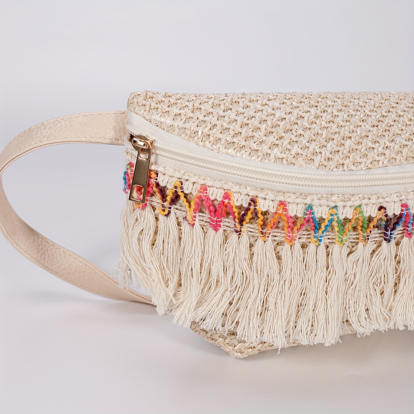 Straw Chest Bag Summer Travel Beach Waist Bag Fanny Pack Phone Bag