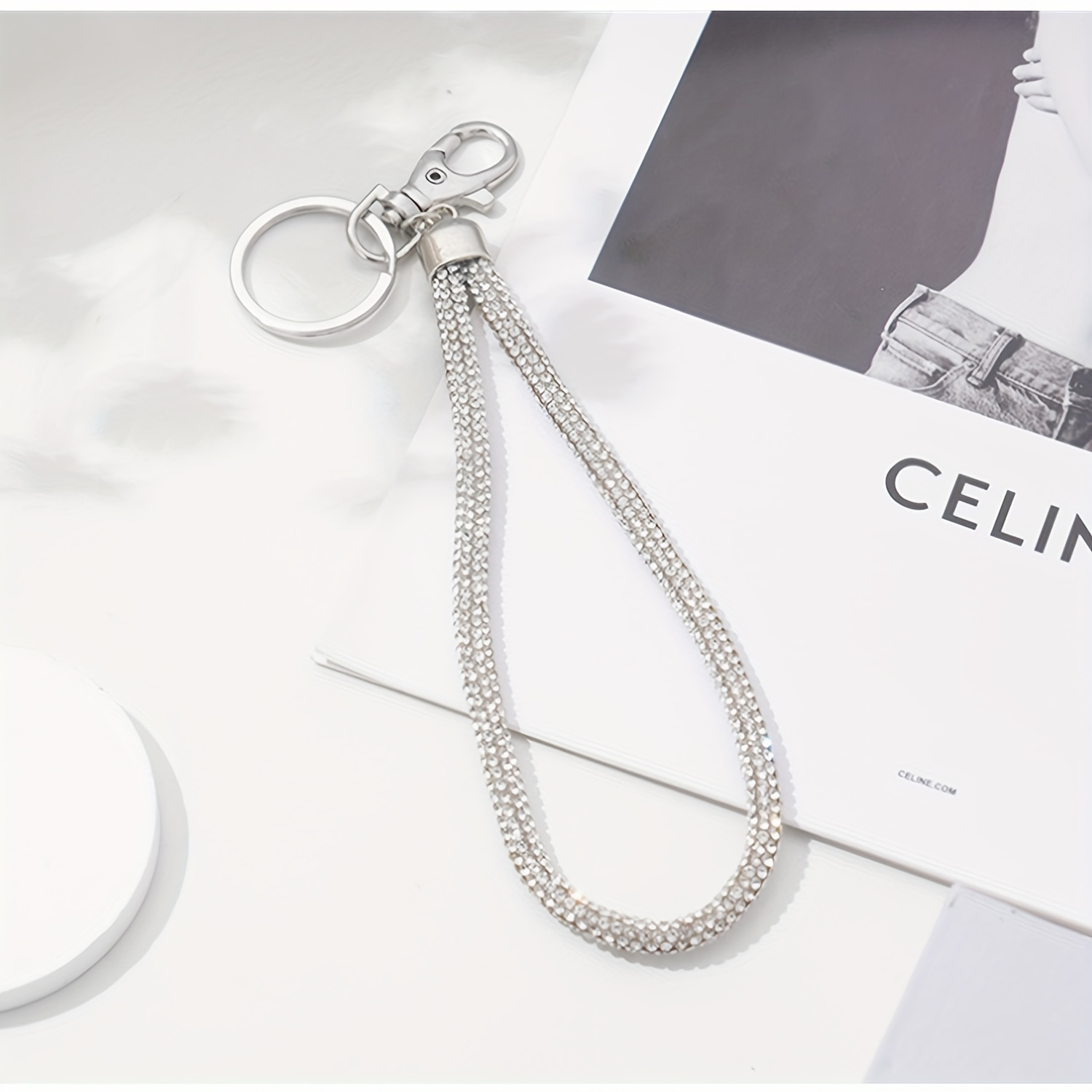 Fashion 1pc Handmade Glitter Crystal Wristlet Lanyard,bling Keychain Lanyard,Exclusive Rhinestone Waist Lanyard for Women(1PC),Temu