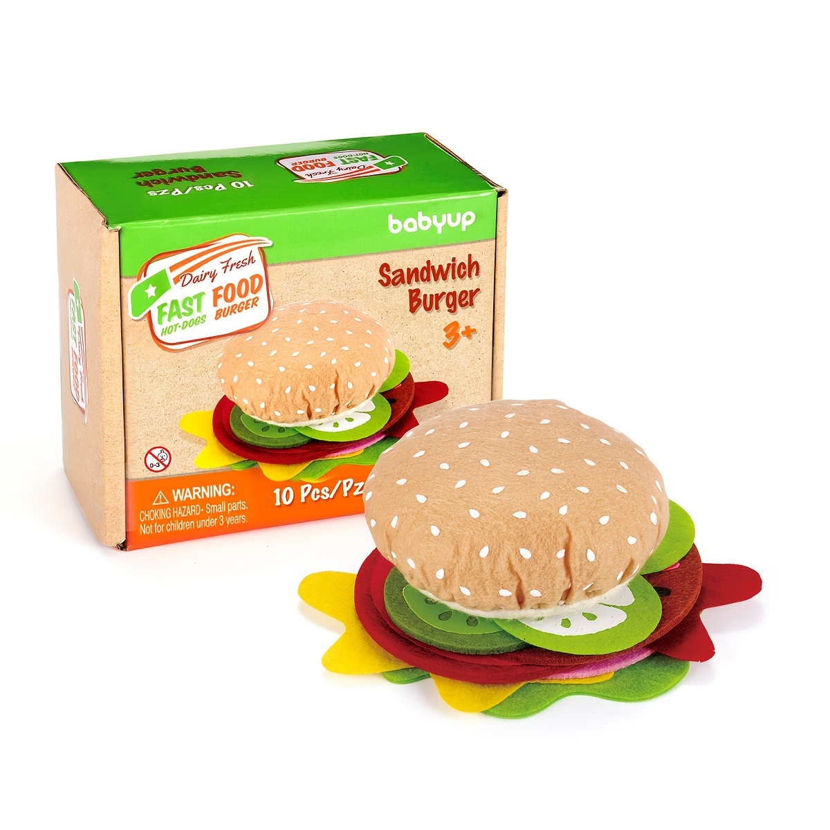 Felt Food Burger Game Set 10 Pieces